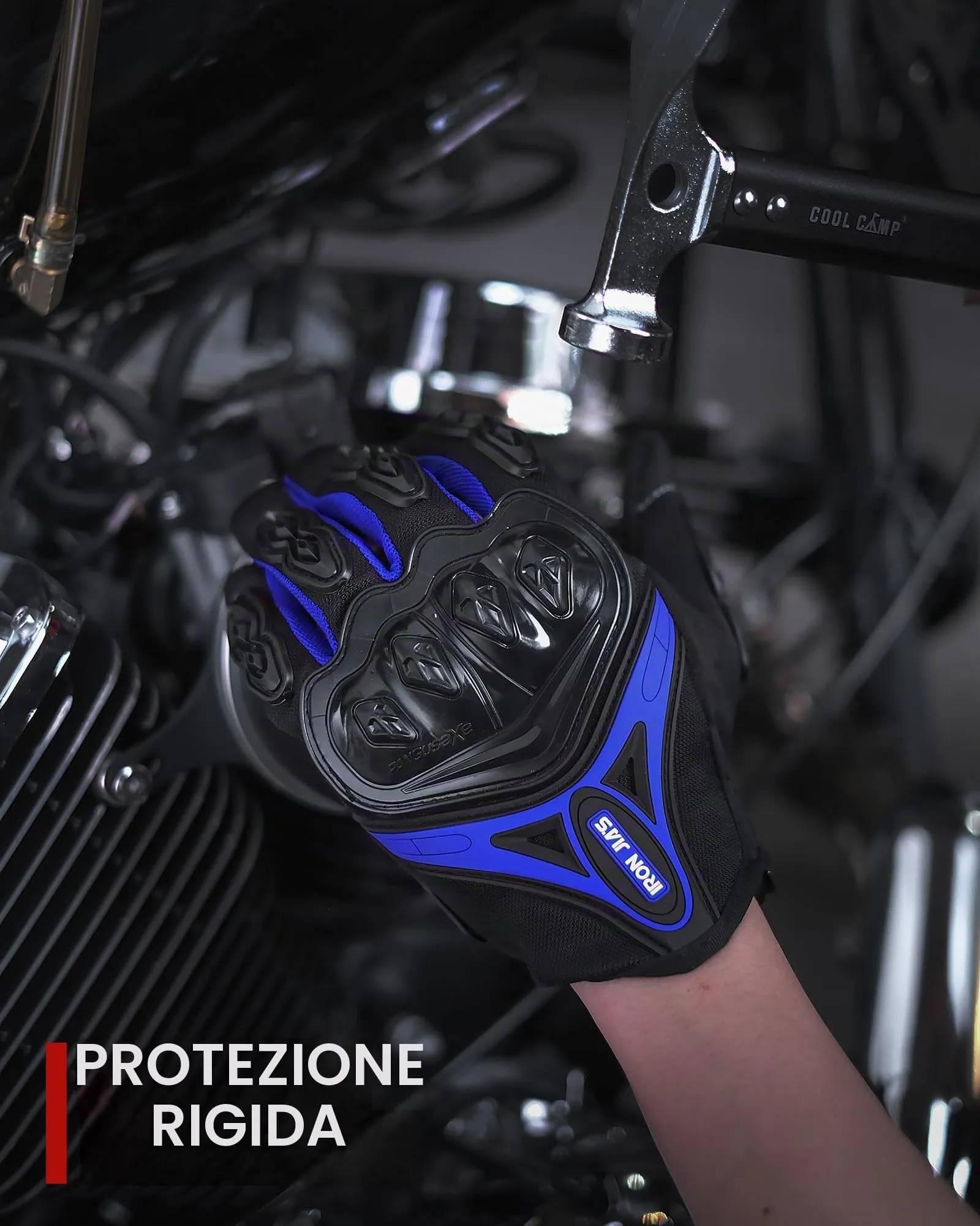 IRON JIA'S Guanti da Moto Estivi Touch Screen Traspiranti, Blu-L - immagine 9