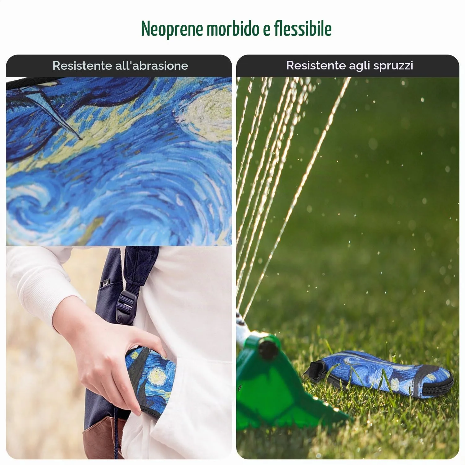 MoKo Custodia per occhiali da sole in neoprene, Borsa morbida, Notte Stellata - immagine 2