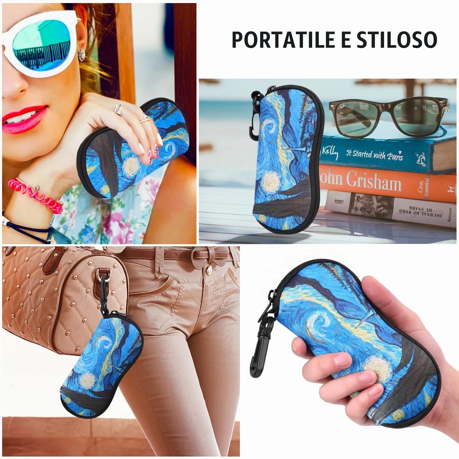 MoKo Custodia per occhiali da sole in neoprene, Borsa morbida, Notte Stellata - immagine 6