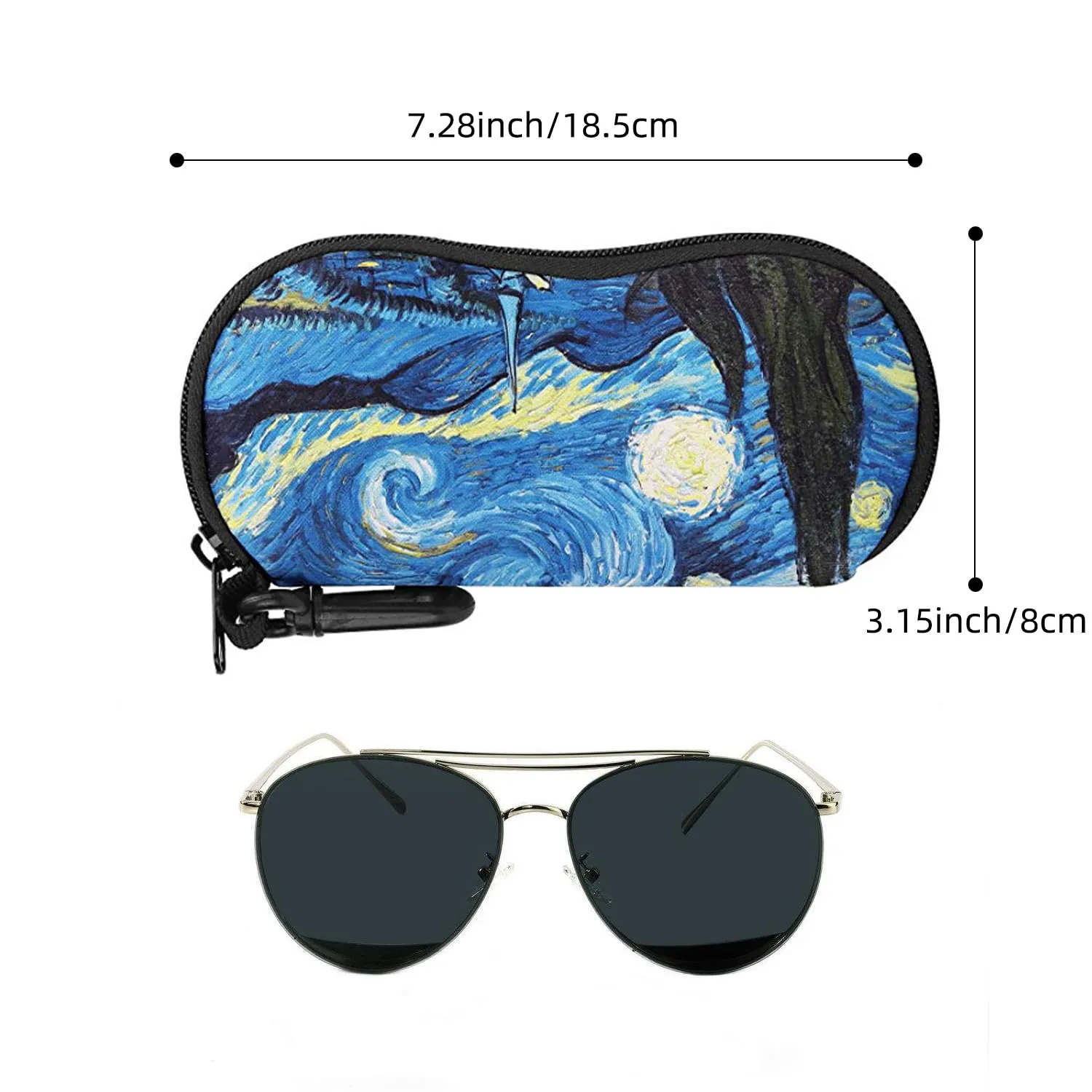 MoKo Custodia per occhiali da sole in neoprene, Borsa morbida, Notte Stellata - immagine 7