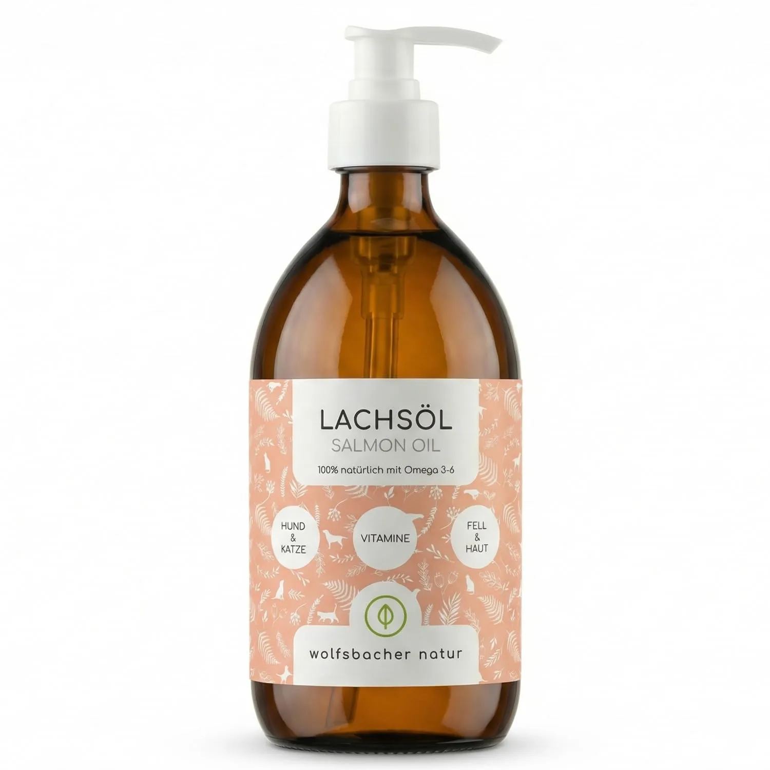 Wolfsbacher Olio di Salmone Naturale Norvegese per Cani e Gatti, 500ml - immagine 1