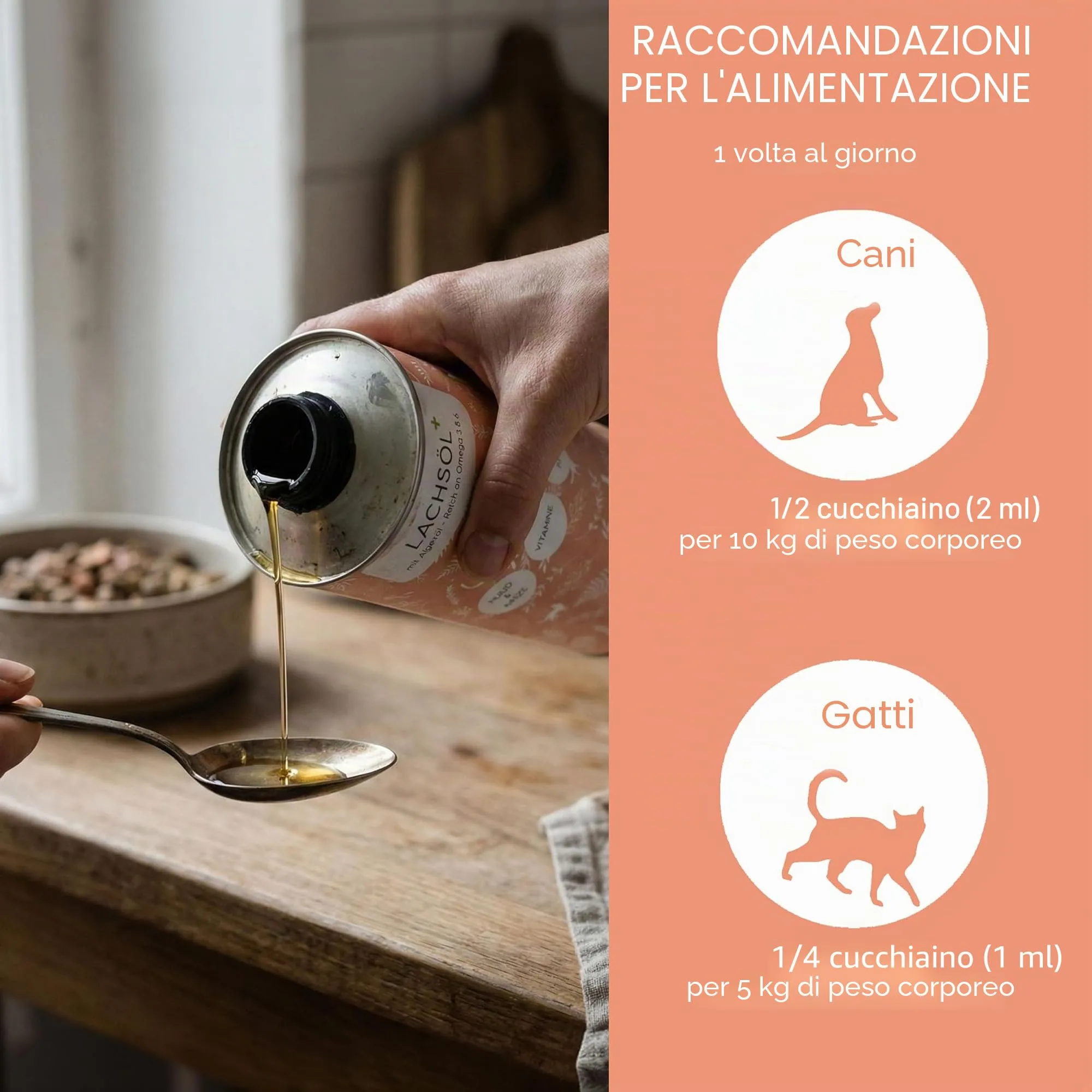 Wolfsbacher Olio di salmone Plus con olio di alghe per cani e gatti, 1 litro - immagine 4