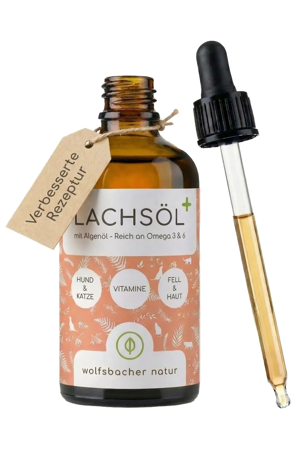 Wolfsbacher Olio di Salmone Plus 100ml con Olio di Alghe per Cani e Gatti - immagine 1