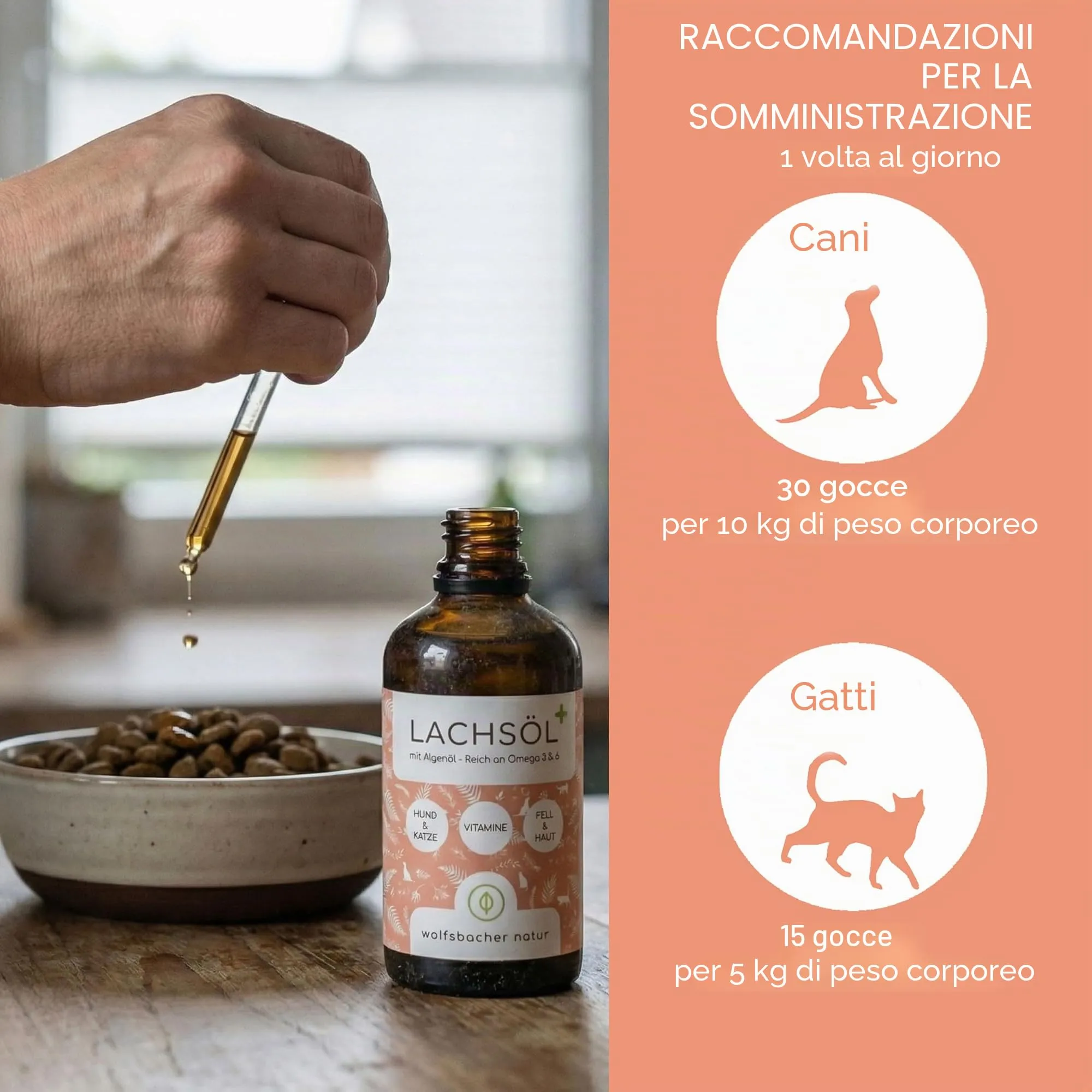 Wolfsbacher Olio di Salmone Plus 100ml con Olio di Alghe per Cani e Gatti - immagine 4