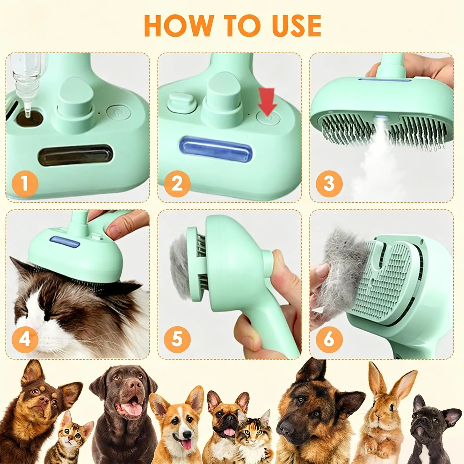 Oskuglin Spazzola Vapore Freddo 3-in-1 per Cani e Gatti - immagine 8
