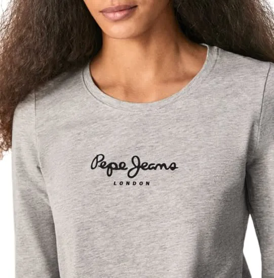 Pepe Jeans New Virginia Slim Fit T-Shirt Long Sleeve, Grey Marl, XXS - immagine 3