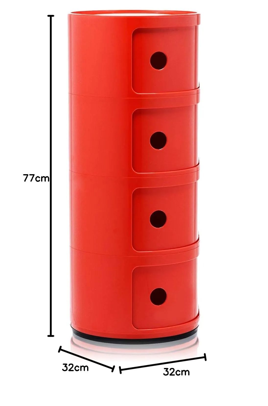Kartell Componibili Contenitore 4 Elementi, Base Tonda, ABS, Rosso, 32 x 32 x 77 cm - immagine 2