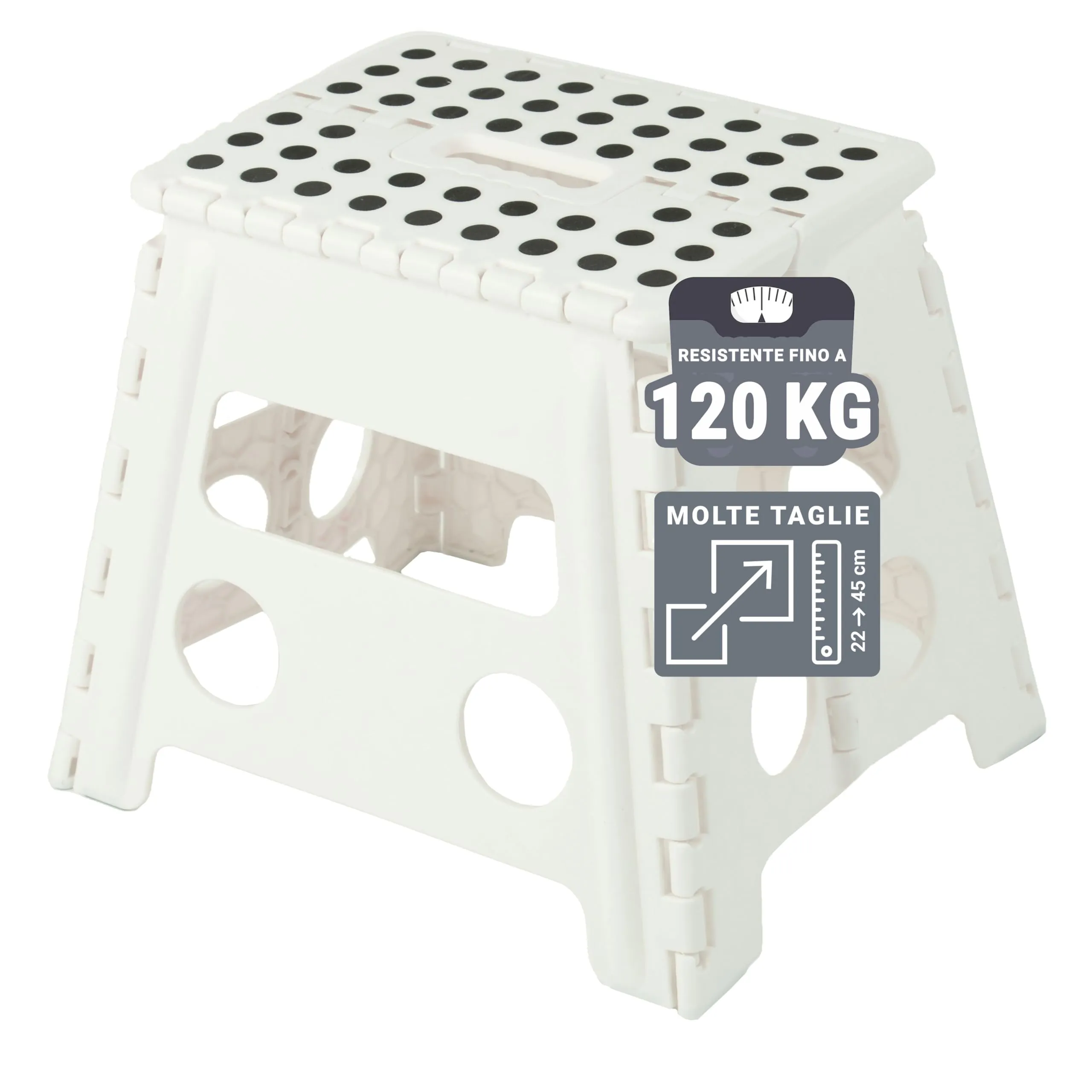 ZOLLNER Sgabello pieghevole, 30 cm, Bianco - immagine 1