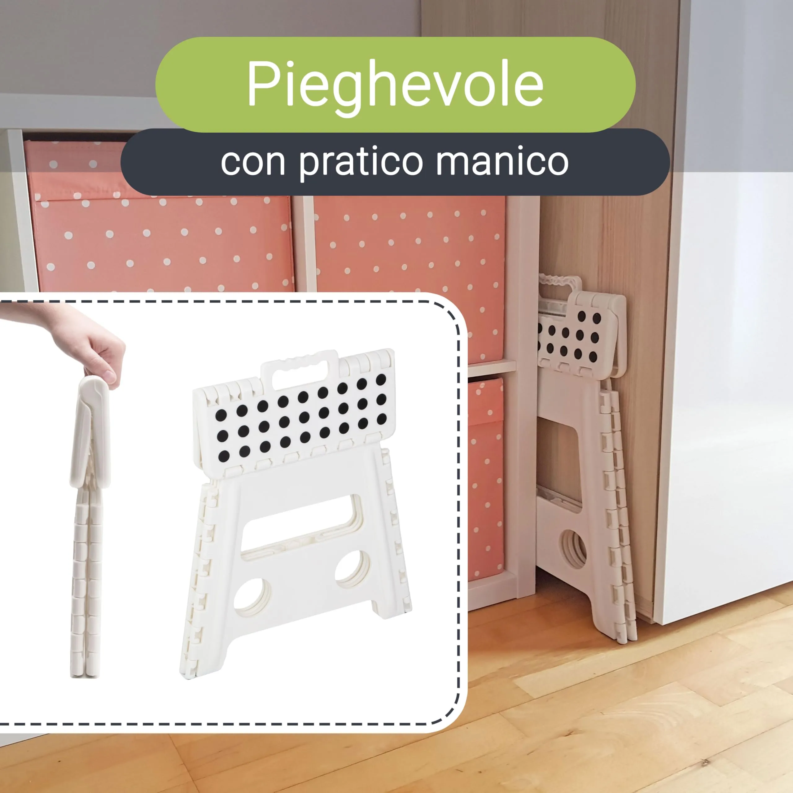 ZOLLNER Sgabello pieghevole, 30 cm, Bianco - immagine 3