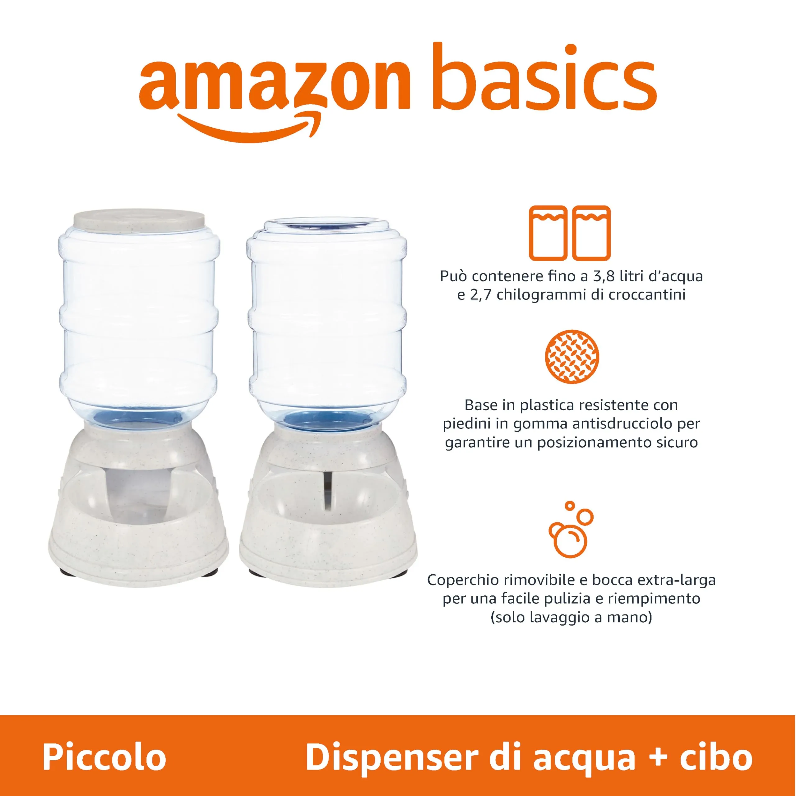 Amazon Basics Dosatore di Cibo e Acqua per Animali Domestici, Misura S - immagine 2