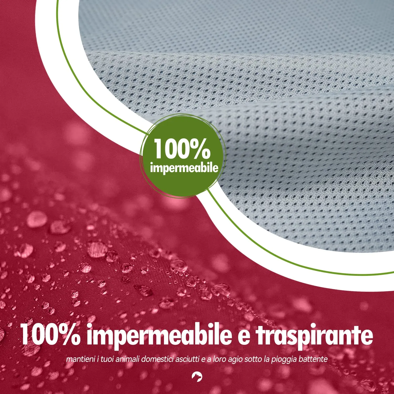 Zellar Impermeabile per Cani con Cappuccio, Foro per Colletto e Strisce Riflettenti, Taglia Media Large, Rosso - immagine 2