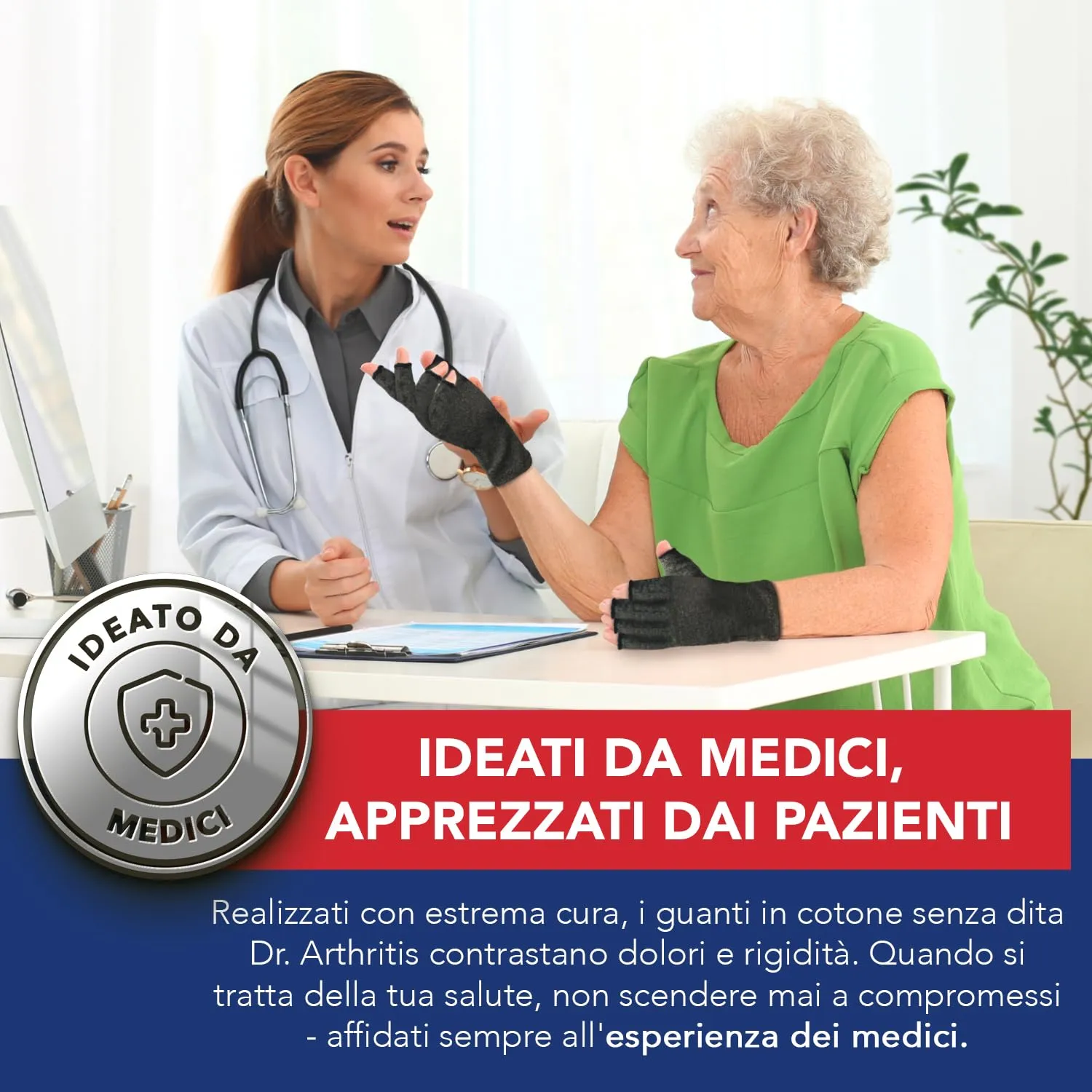 Dr. Arthritis Guanti a Compressione per Artrosi e Tunnel Carpale in Cotone, Taglia S - immagine 2
