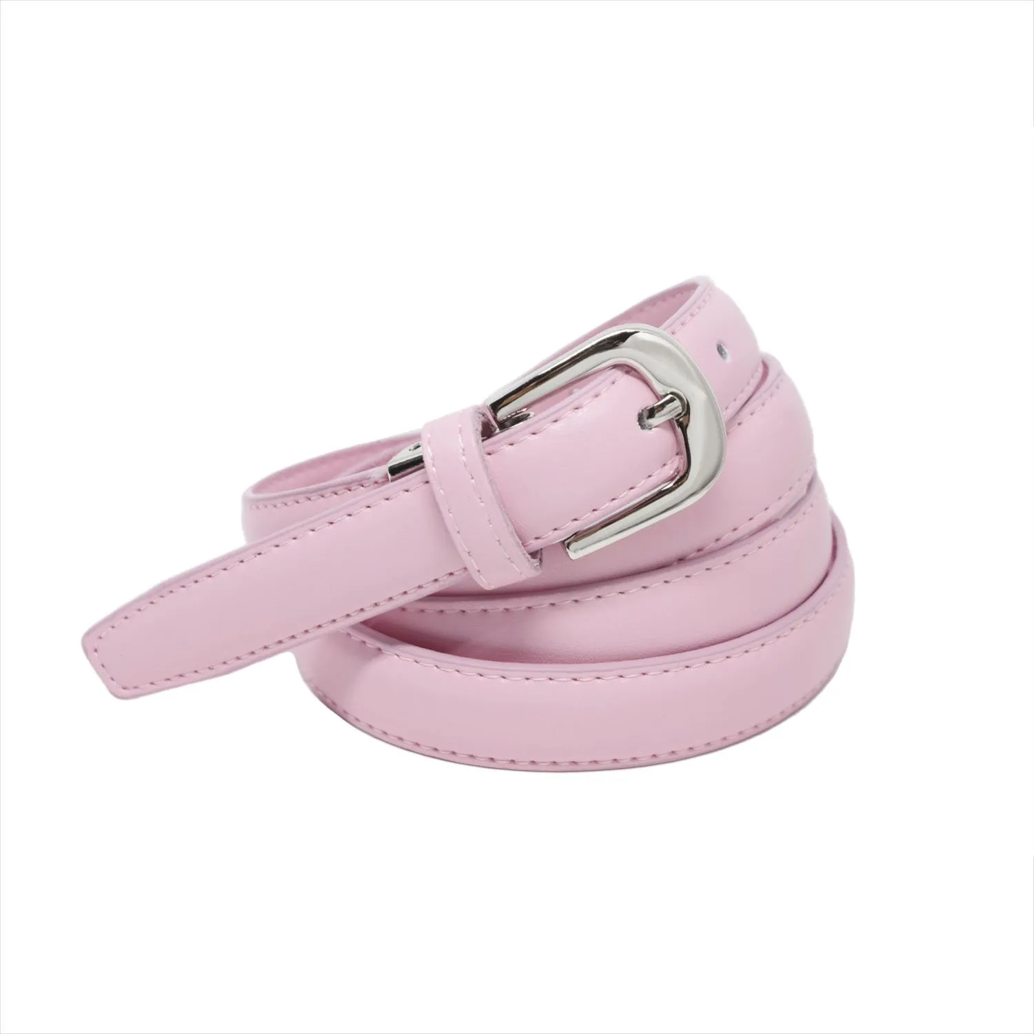 Yehman Cintura da Donna in Pelle di Vacchetta, 2 cm, Rosa, 120 cm - immagine 1