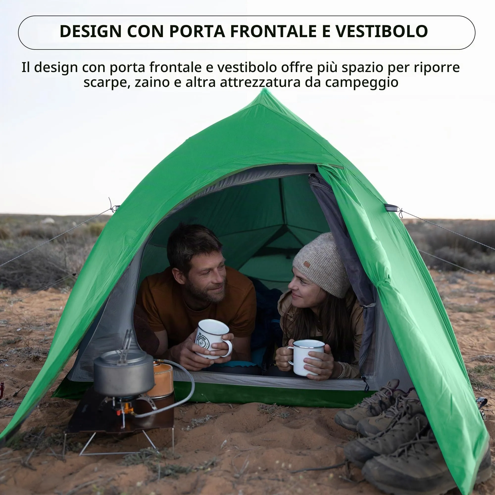 Naturehike Cloud-Up 2 Tenda da Campeggio 2 Persone 3-4 Stagioni Leggera Verde 210T - immagine 5