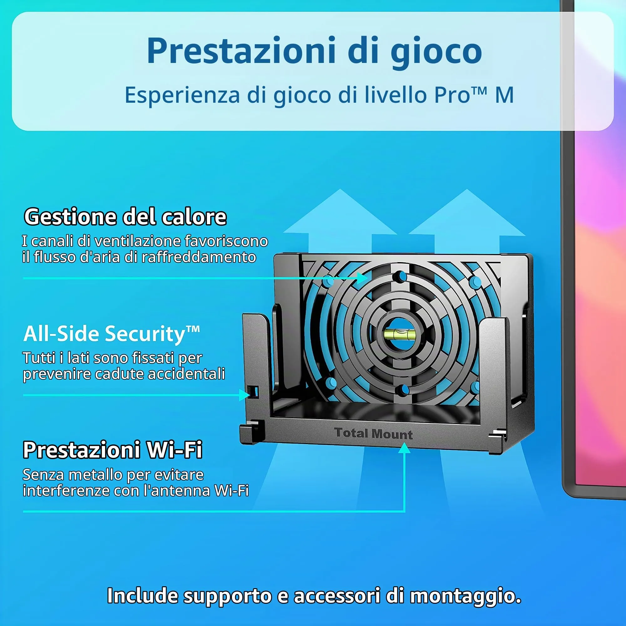 TotalMount Supporto da parete per Nintendo Switch, Nero - immagine 4
