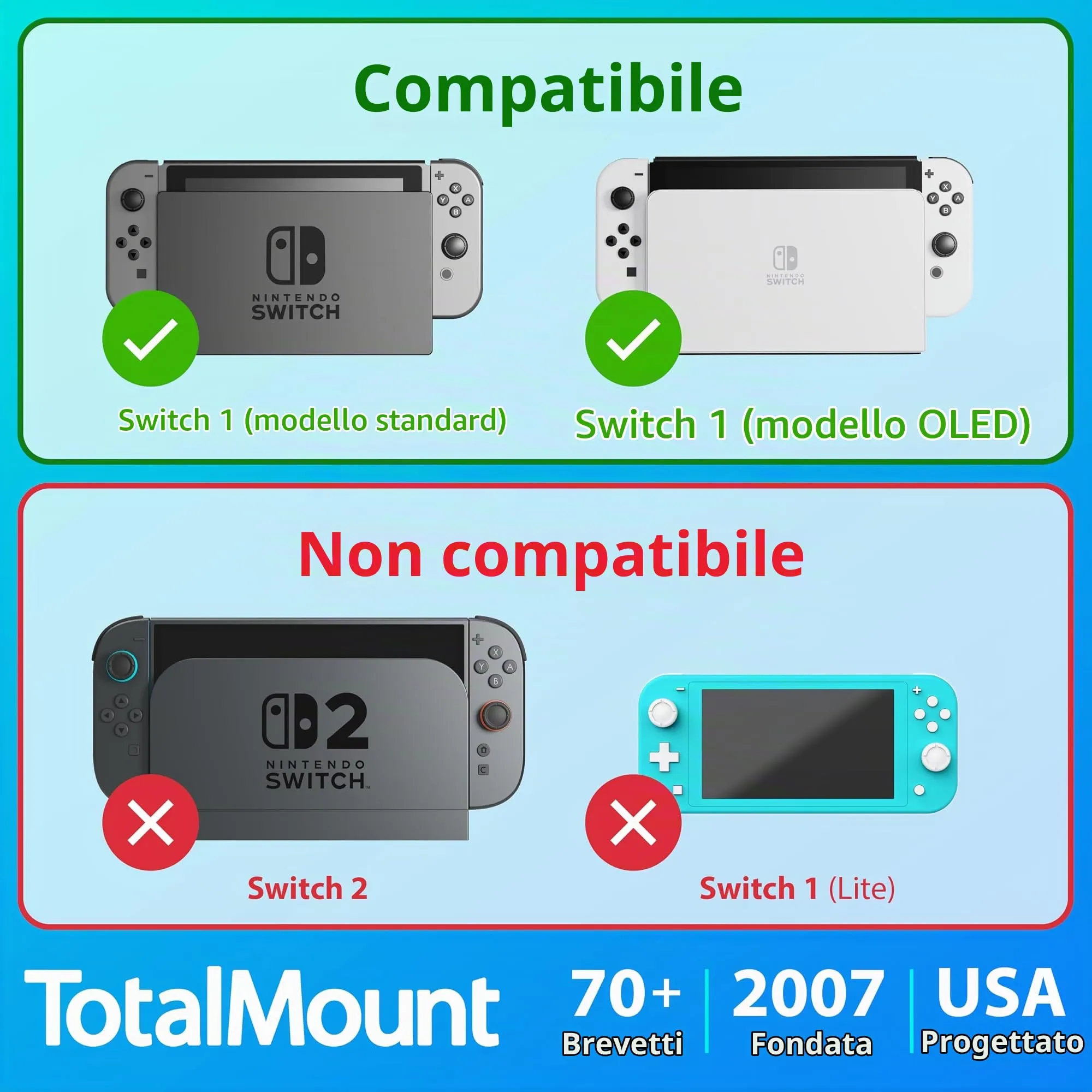 TotalMount Supporto da parete per Nintendo Switch, Nero - immagine 6
