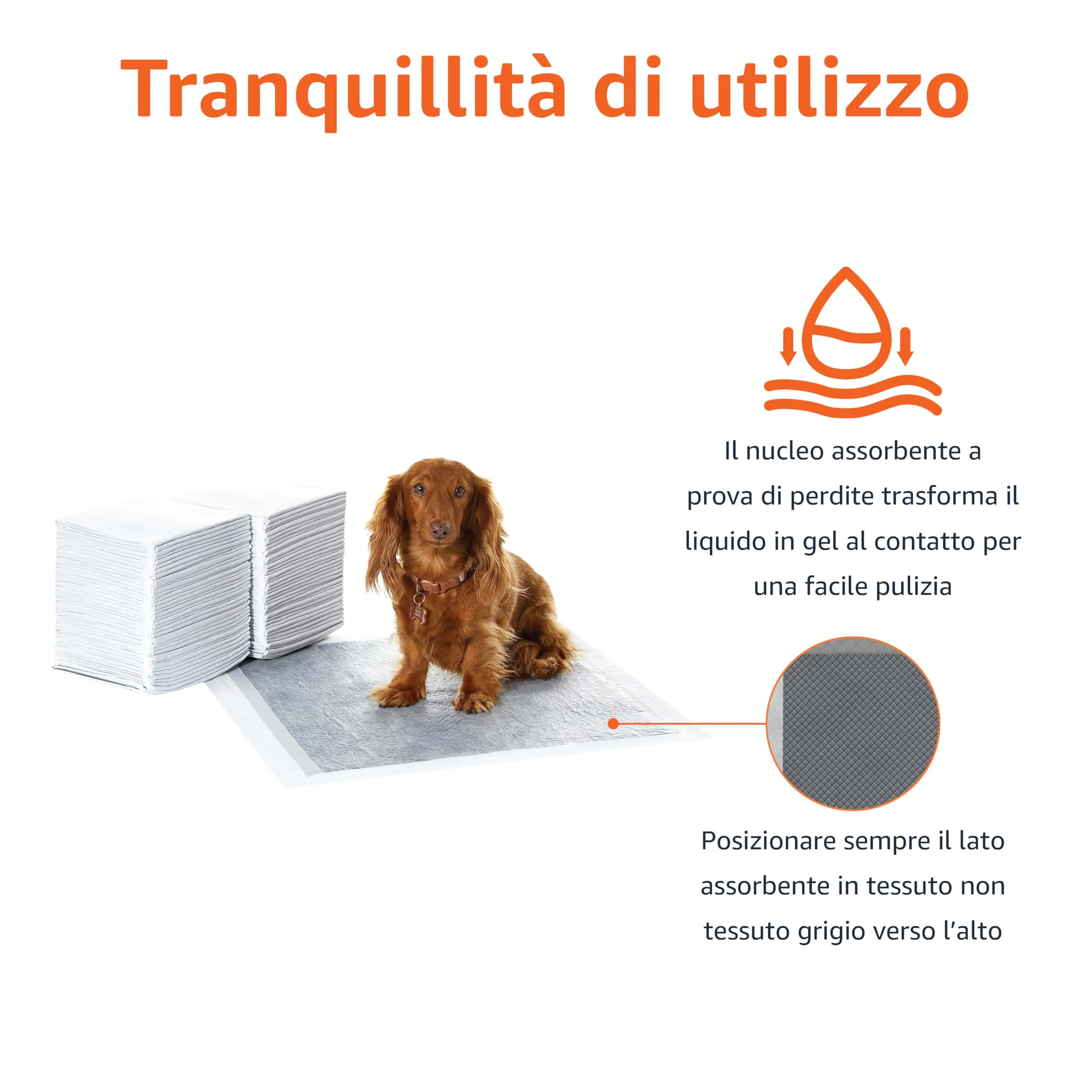 Amazon Basics Tappetini al carbone per addestramento cani e cuccioli, a prova di perdite, Standard (confezione da 80), Grigio - immagine 4