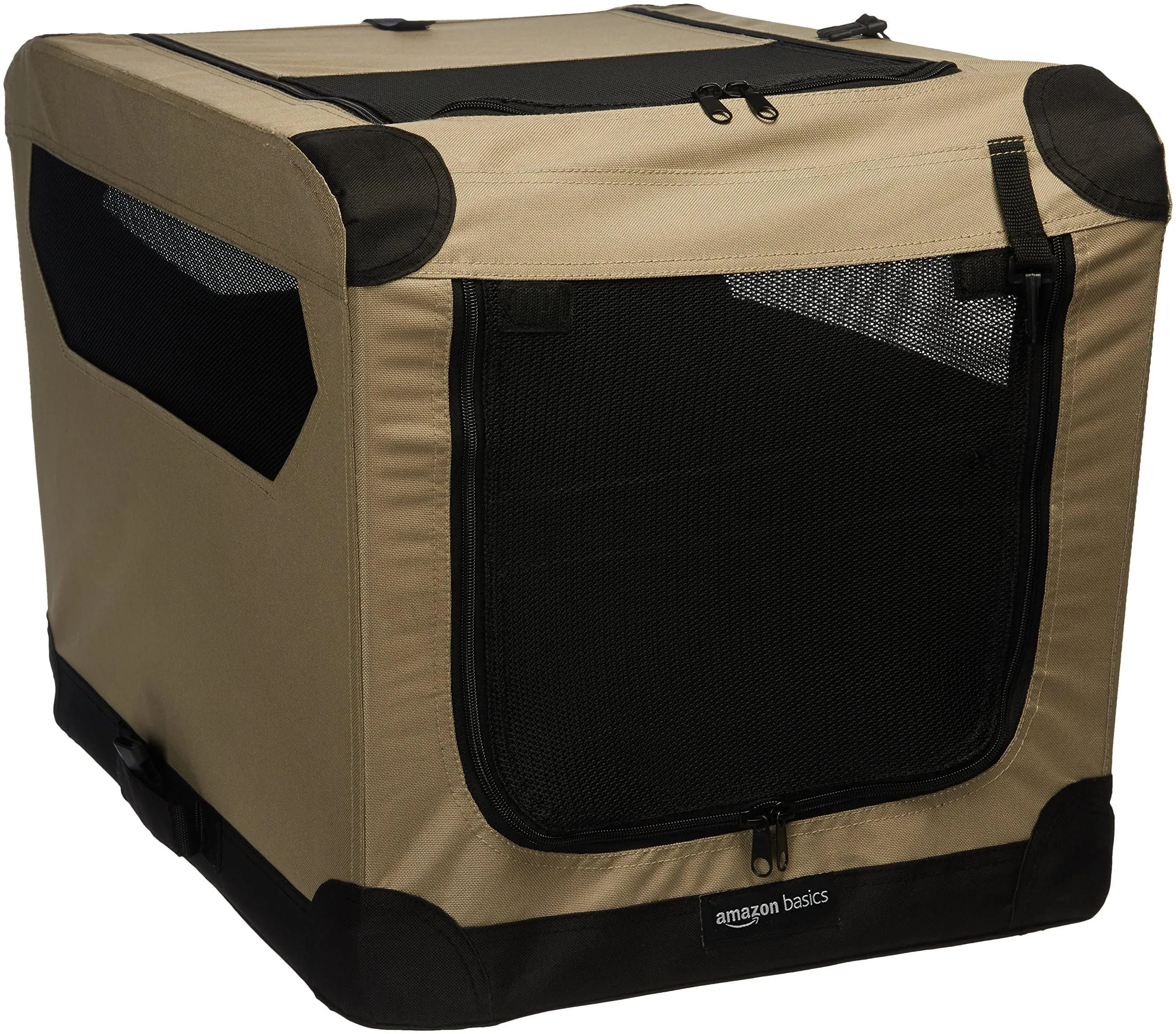 Amazon Basics Trasportino Portatile e Pieghevole a 2 Porte per Cani e Gatti, Tan, S (66 x 46 x 46 cm) - immagine 1