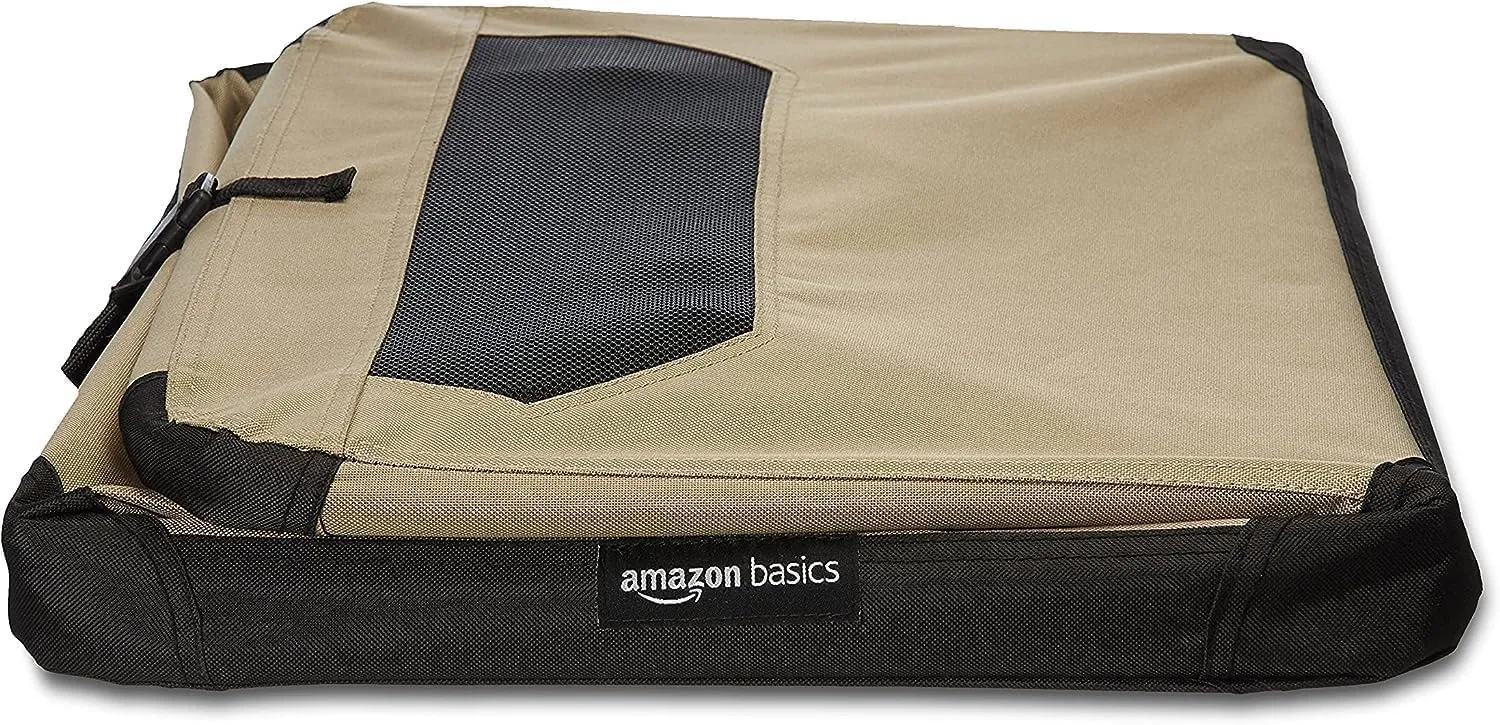 Amazon Basics Trasportino Portatile e Pieghevole a 2 Porte per Cani e Gatti, Tan, S (66 x 46 x 46 cm) - immagine 5