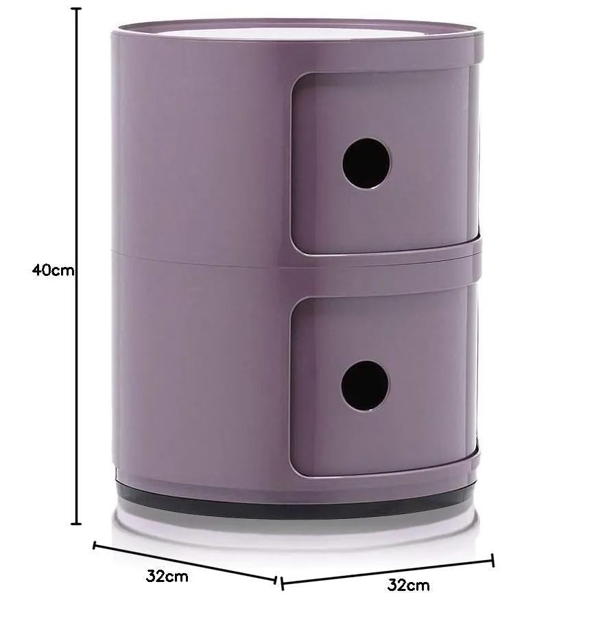 Kartell Componibili Contenitore 2 Elementi, Base Tonda, ABS, Viola, 32 x 32 x 40 cm - immagine 2