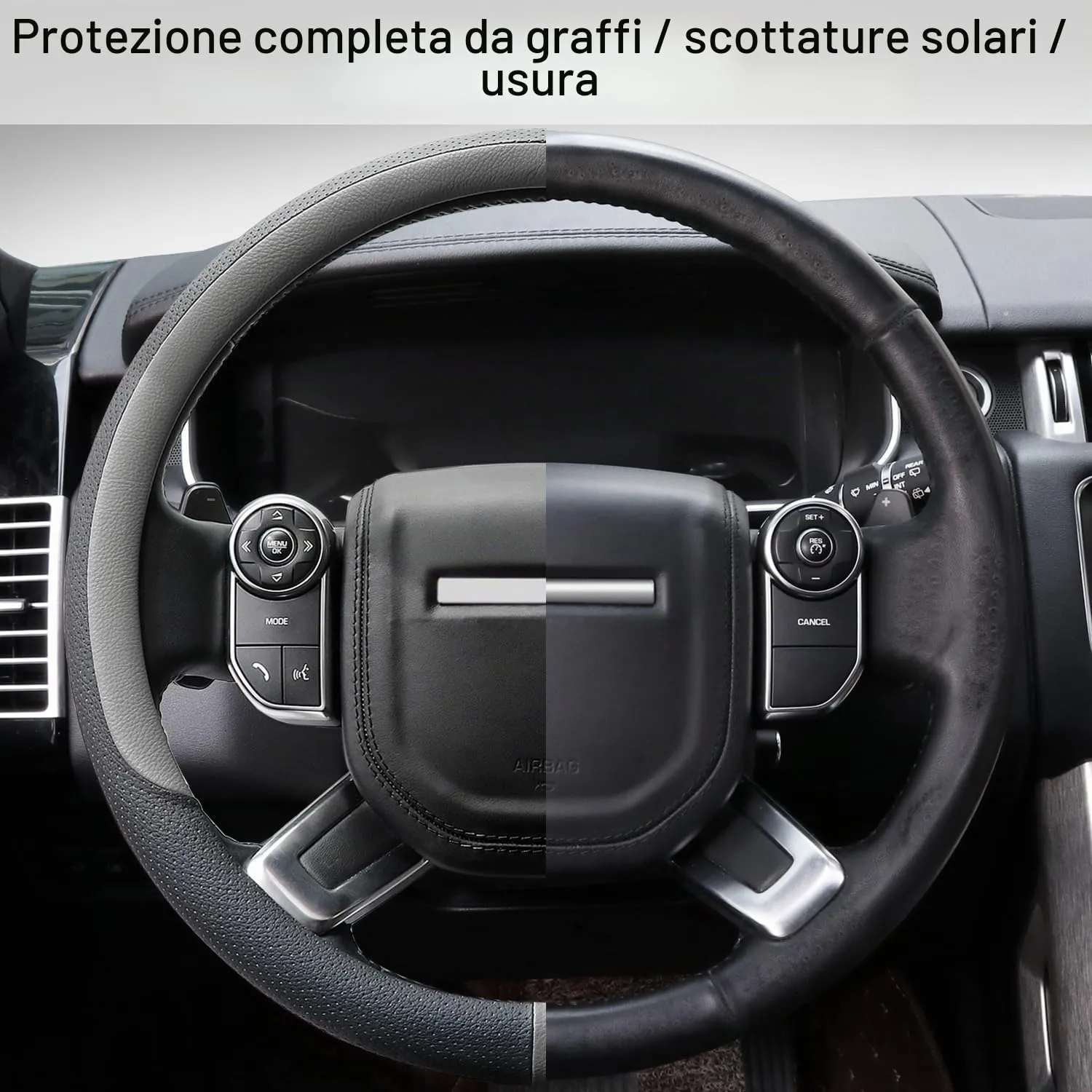 COFIT Coprivolante in Pelle Microfibra Traspirante e Antiscivolo, Universale L 39-40.5cm, Grigio e Nero - immagine 5