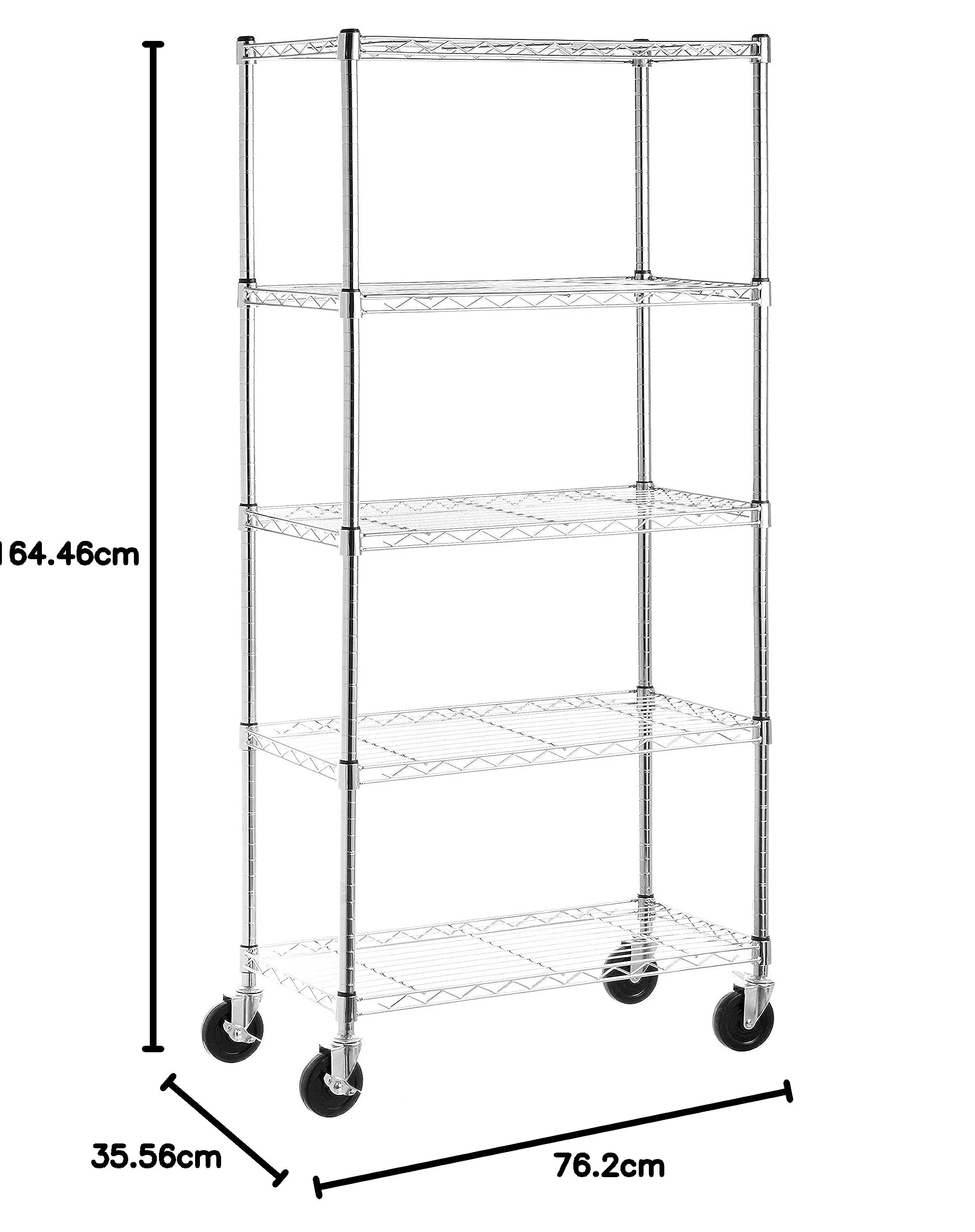 Amazon Basics Scaffaliera 5 Ripiani, Cromo, 36 x 76 x 164 cm - immagine 5