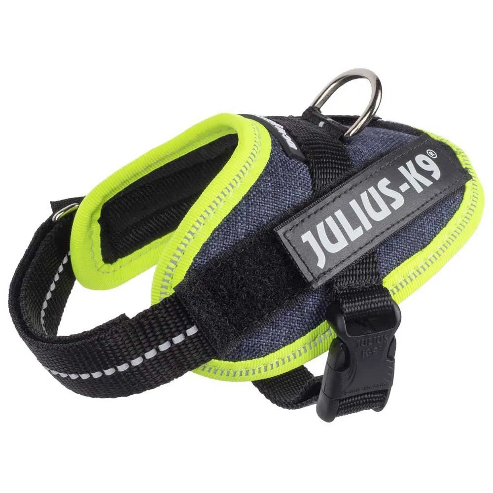 Julius-K9 IDC Power Harness, Size M/0, Denim with Neon Yellow Border - immagine 1