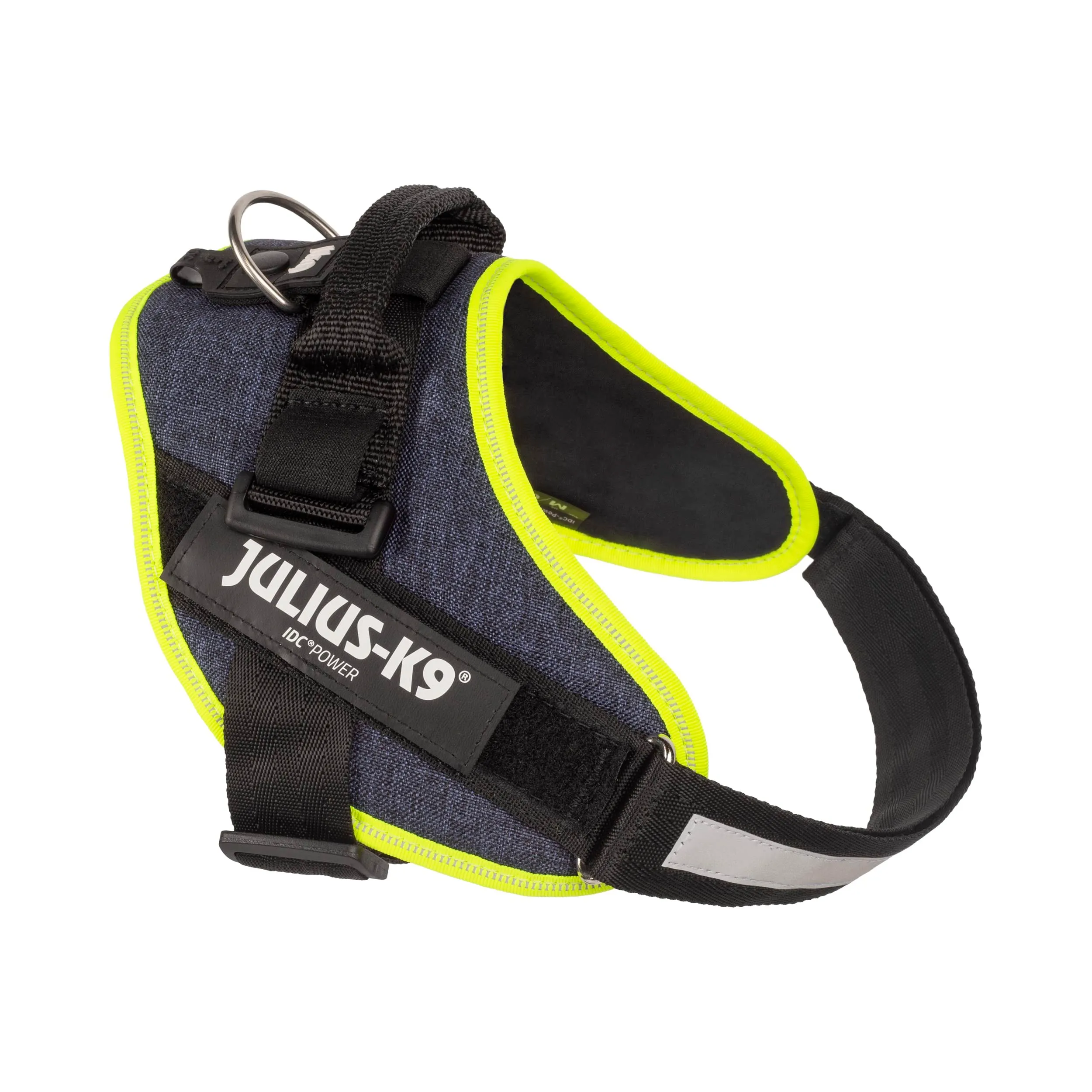 Julius-K9 IDC Power Harness, Size M/0, Denim with Neon Yellow Border - immagine 2