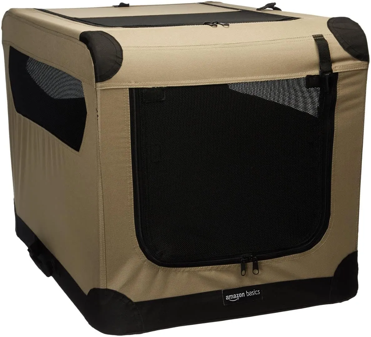 Amazon Basics Trasportino Portatile e Pieghevole a 2 Porte per Cani e Gatti, Tan, M (76 x 54 x 54 cm) - immagine 1