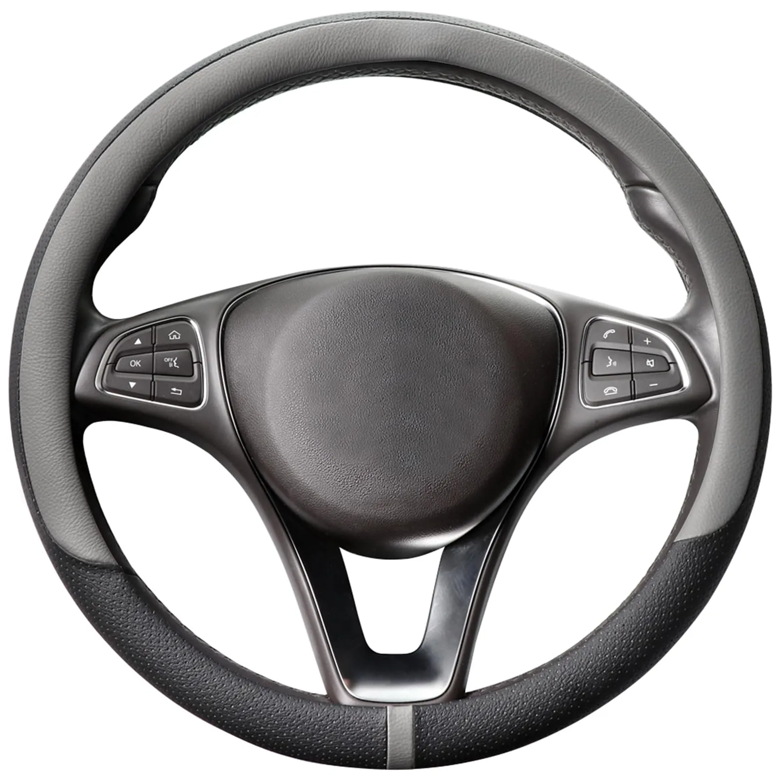 COFIT Coprivolante in Pelle Microfibra Traspirante e Antiscivolo, Rotondo Universale M 37-38cm, Grigio e Nero - immagine 1