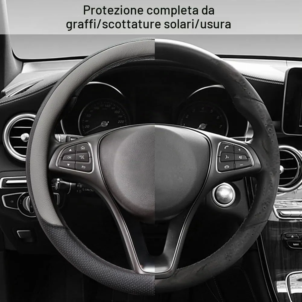 COFIT Coprivolante in Pelle Microfibra Traspirante e Antiscivolo, Rotondo Universale M 37-38cm, Grigio e Nero - immagine 5