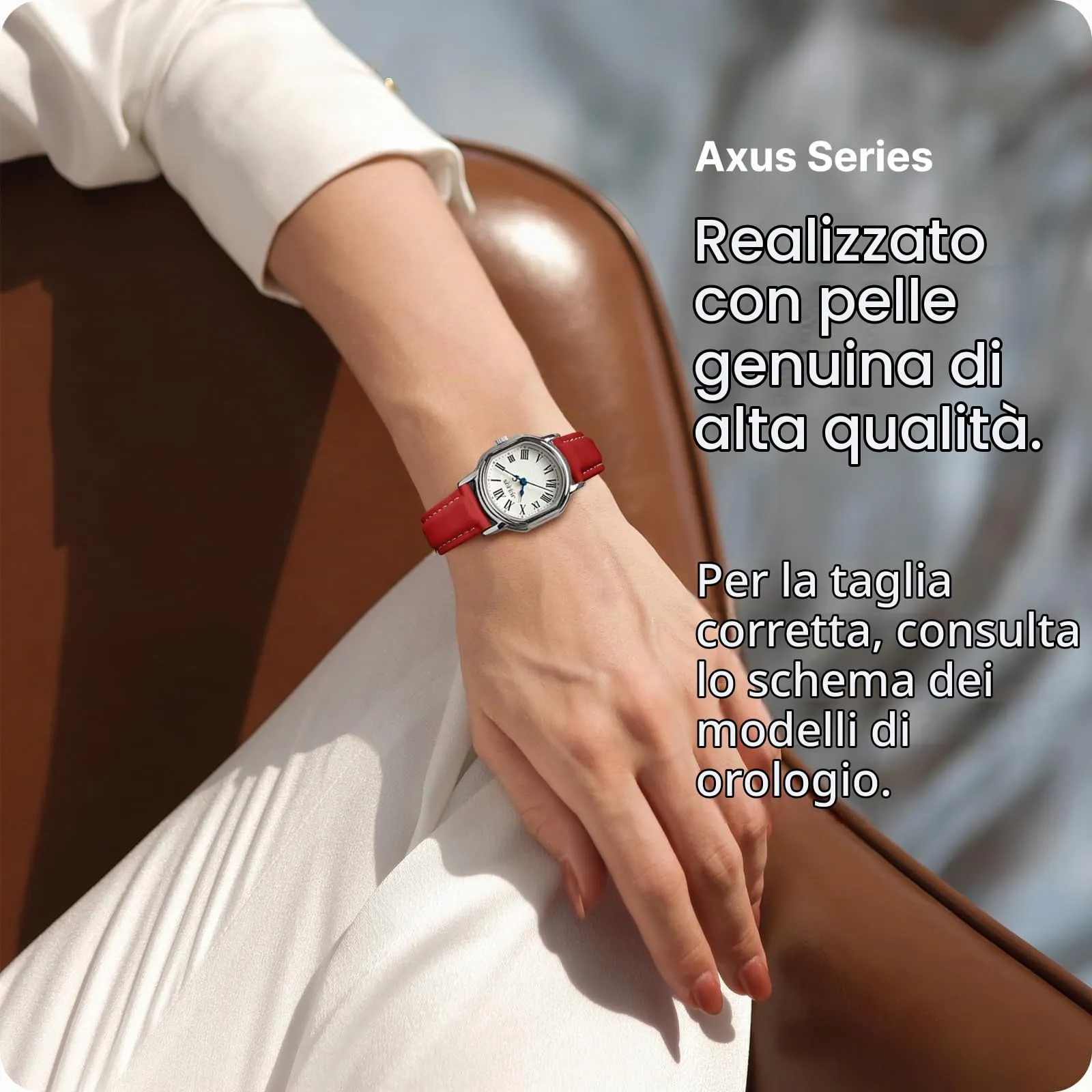 Fullmosa Cinturino in Pelle 22mm a Sgancio Rapido, Rosso - immagine 3
