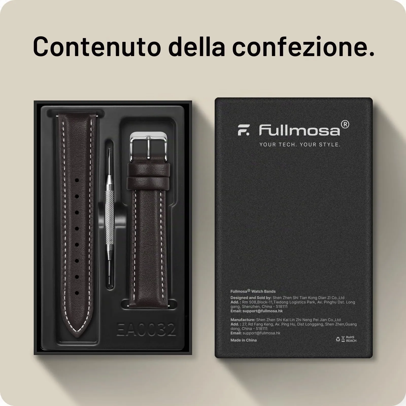 Fullmosa Cinturino in Pelle 20mm a Sgancio Rapido, Marrone Scuro - immagine 6