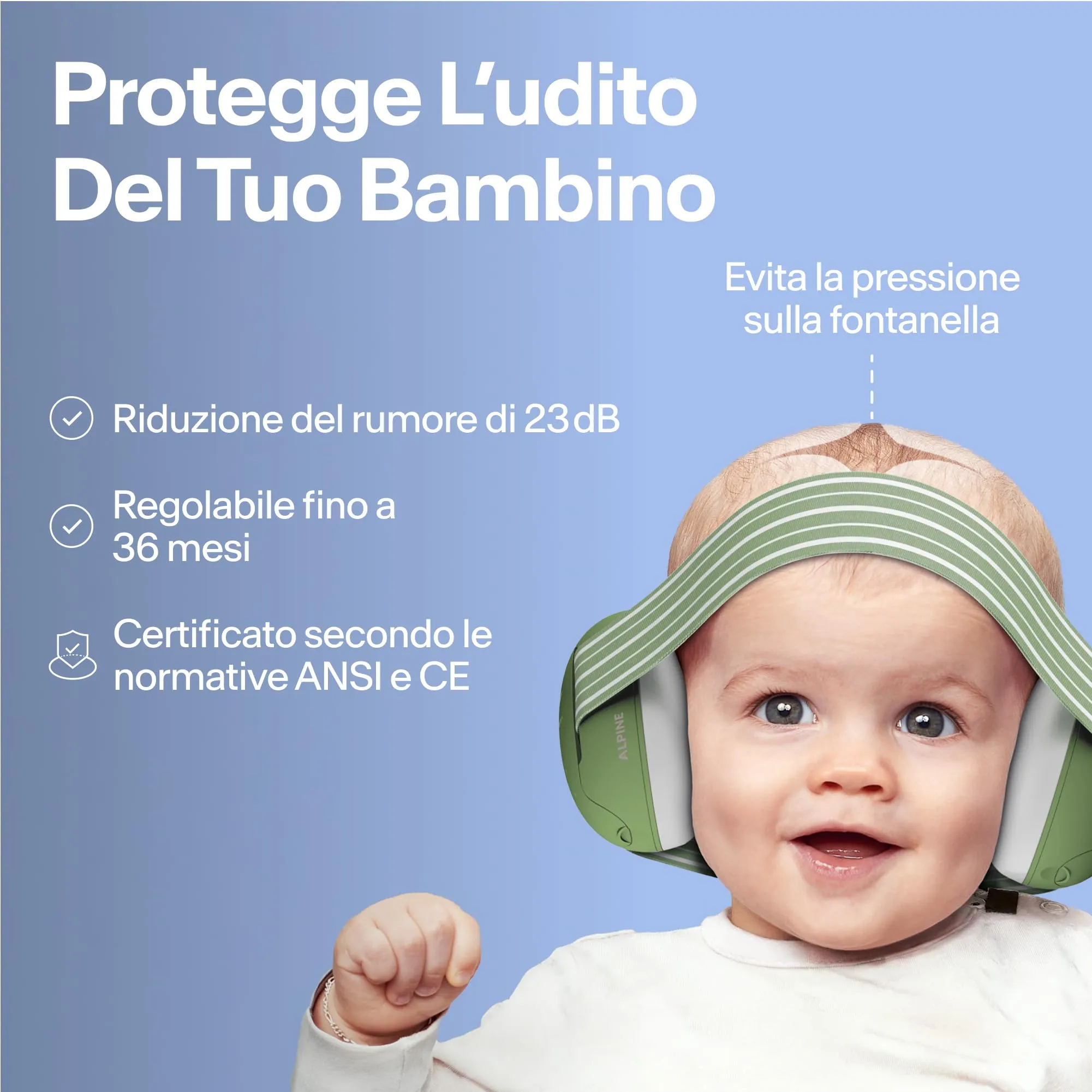 Alpine Muffy Baby Cuffie antirumore per neonati e bambini fino a 36 mesi, Blu - immagine 2