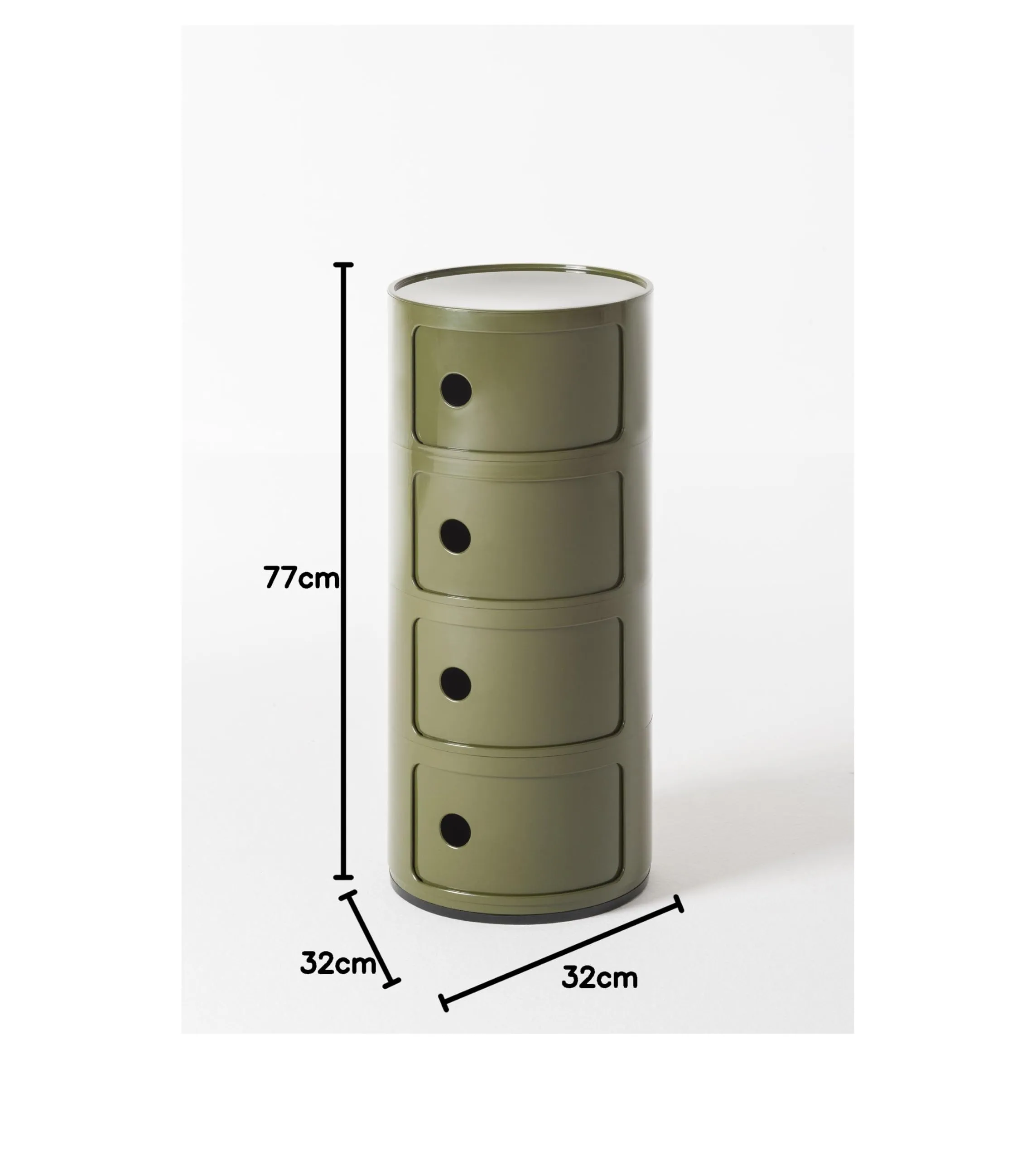 Kartell Componibili Contenitore 4 Elementi, Base Tonda, ABS, Verde, 32 x 32 x 77 cm - immagine 3