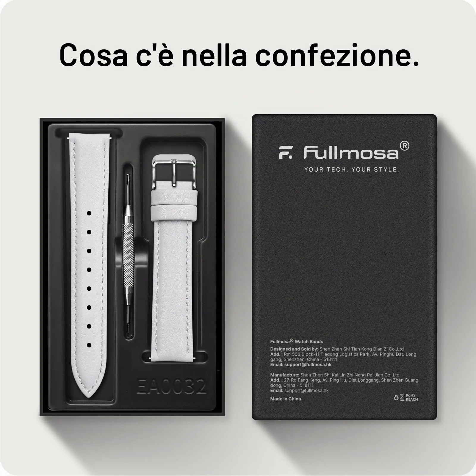 Fullmosa Cinturino in Pelle 20mm a Sgancio Rapido, Bianco - immagine 6