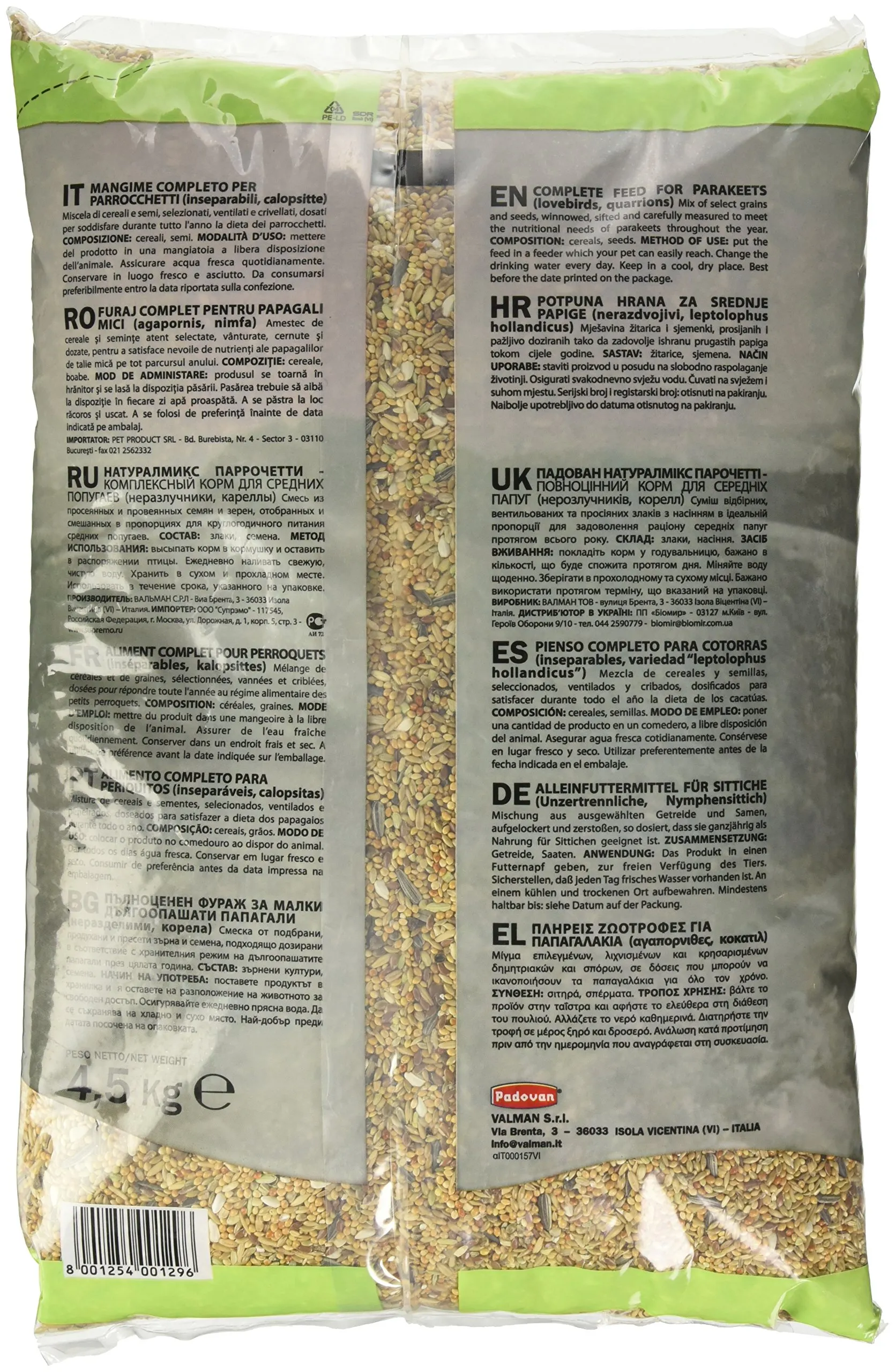 Padovan Naturalmix Parrocchetti Alimento Completo per Parrocchetti 4,5 kg - immagine 2