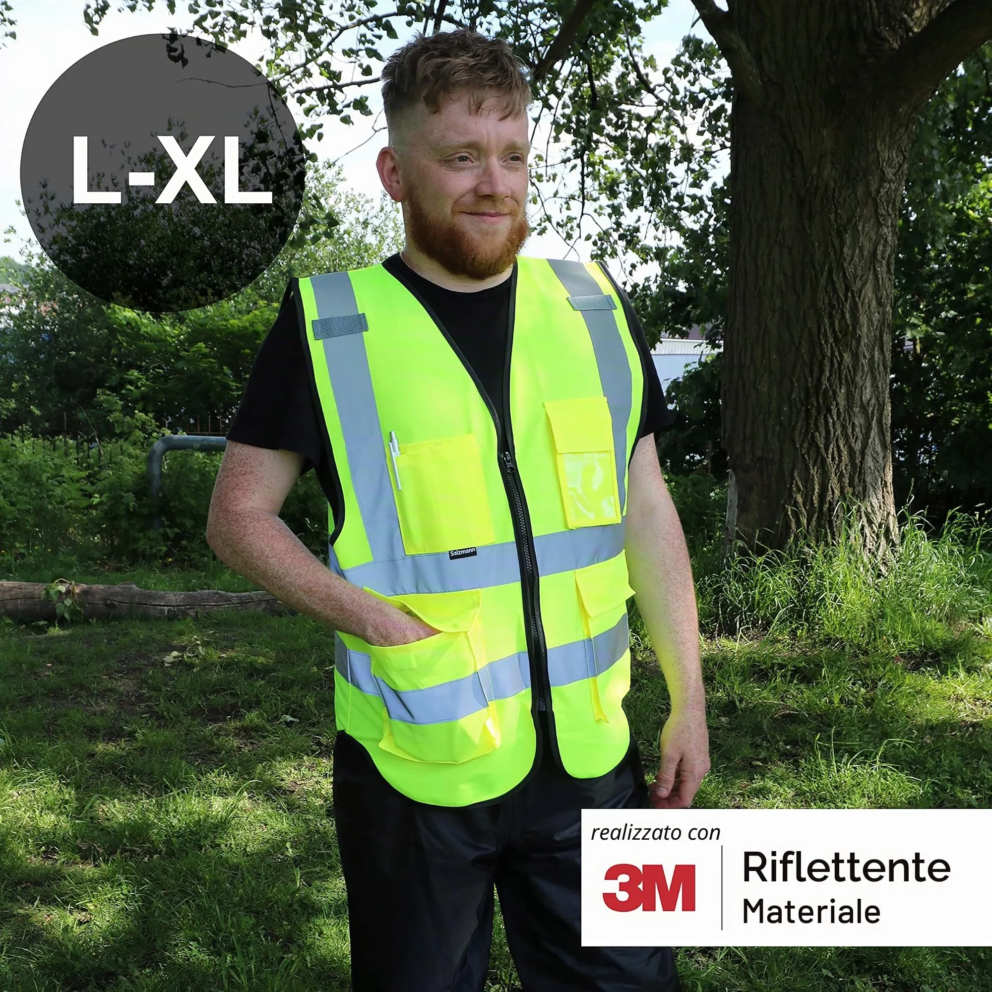 Salzmann Gilet ad Alta Visibilità Riflettente, Giallo Classico, L-XL - immagine 5