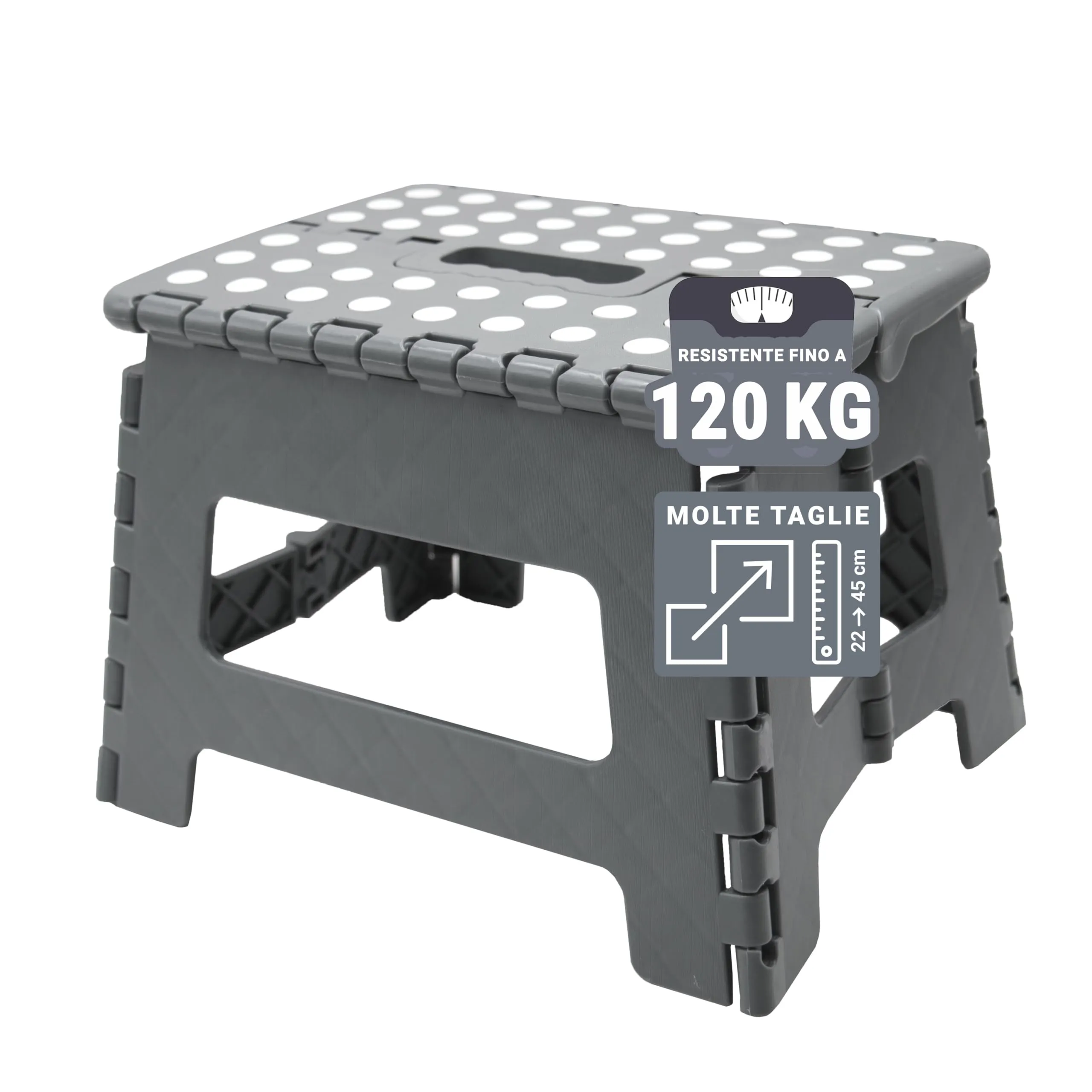 ZOLLNER Sgabello Pieghevole, 22 cm, Grigio - immagine 1