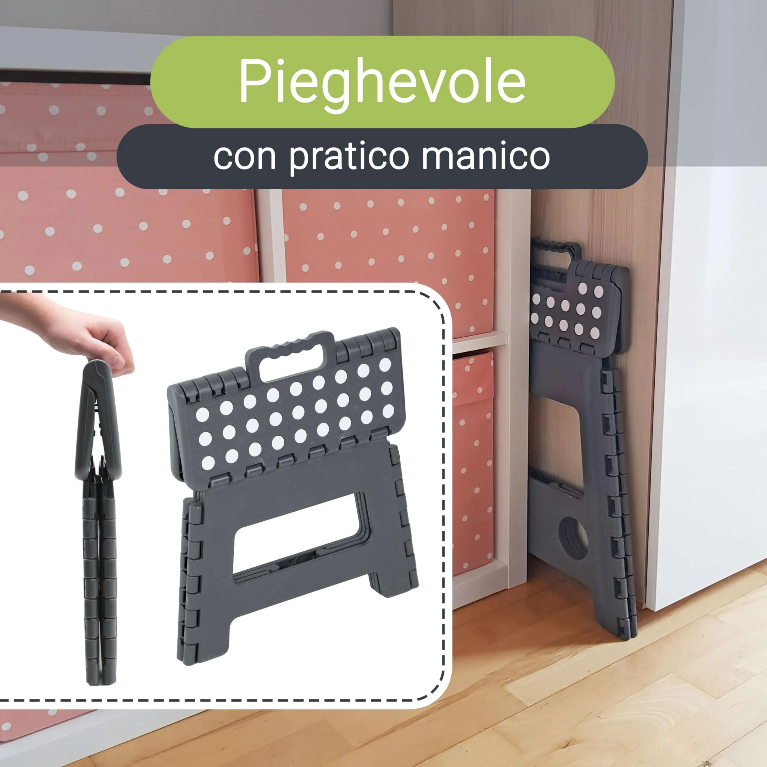 ZOLLNER Sgabello Pieghevole, 22 cm, Grigio - immagine 3