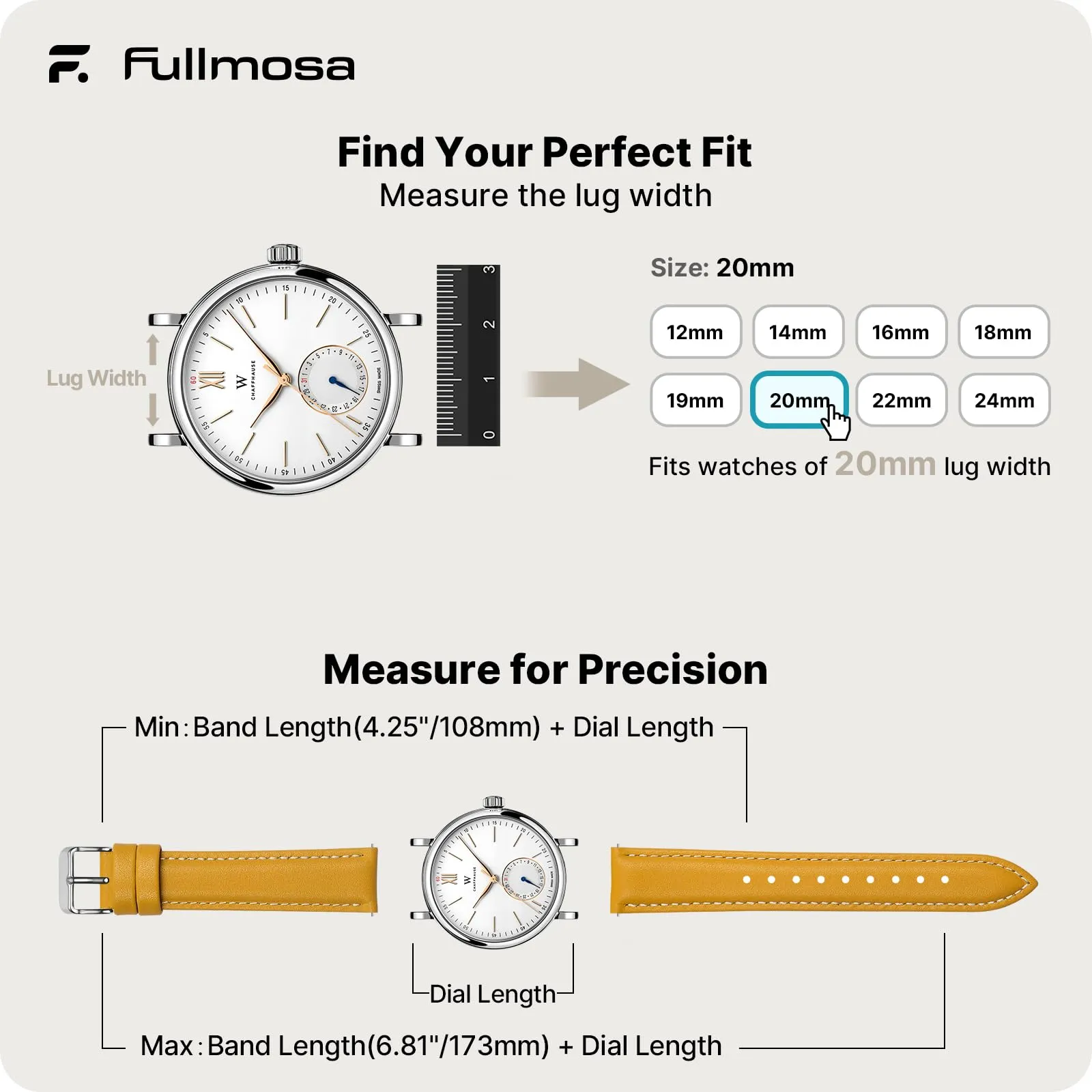 Fullmosa Cinturino in Pelle 20mm a Sgancio Rapido, Zenzero - immagine 5