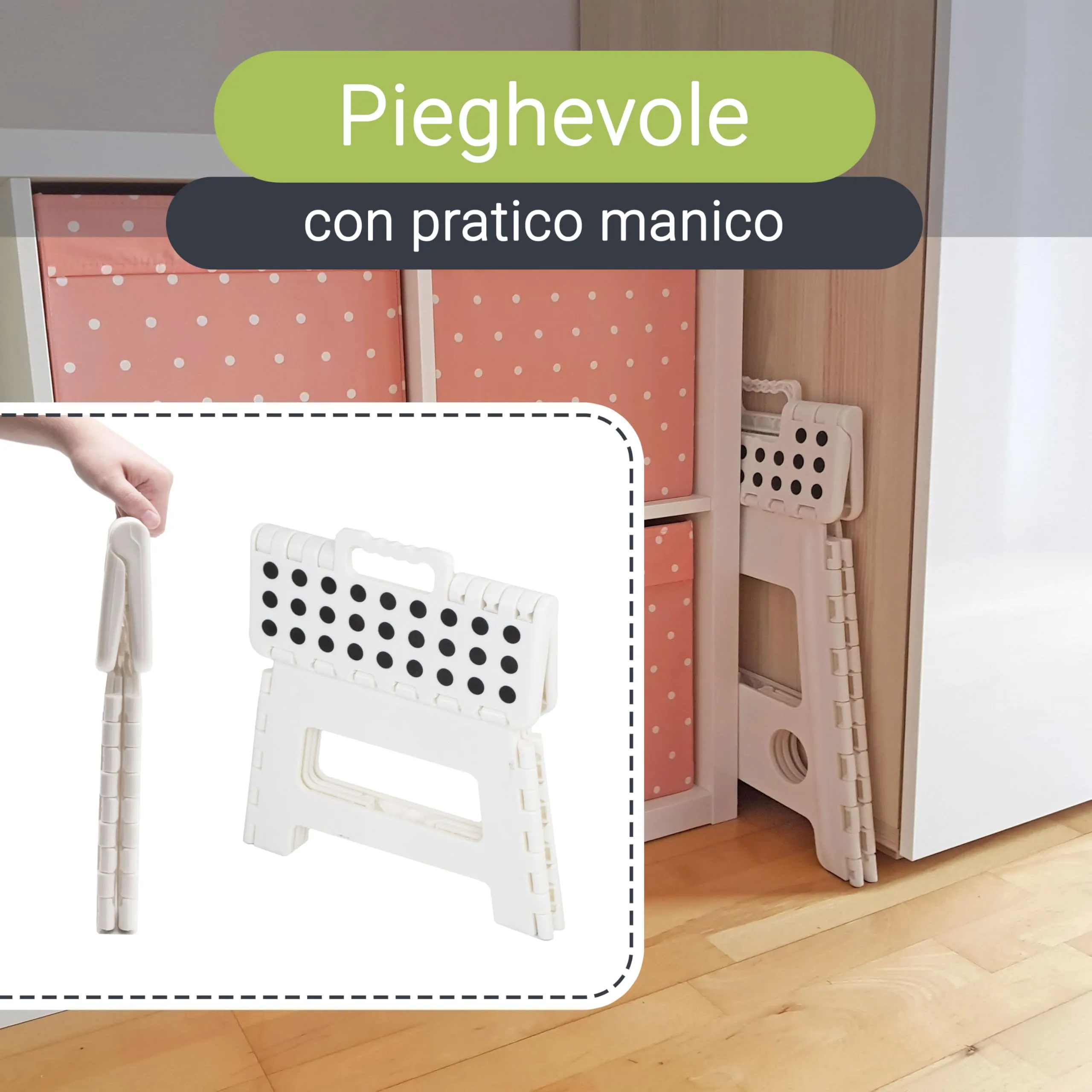ZOLLNER Sgabello pieghevole, 22 cm, Bianco - immagine 3