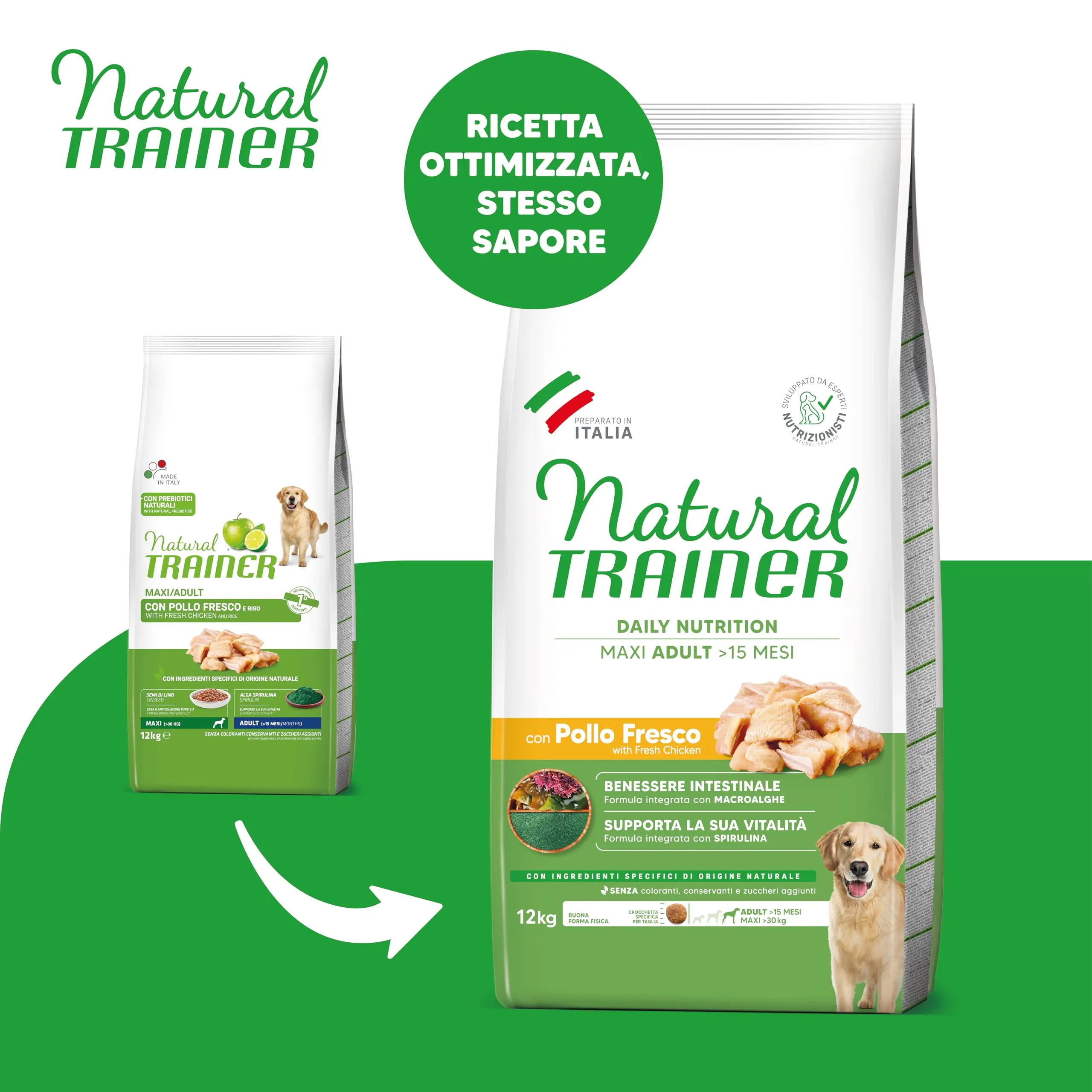 Trainer Natural Maxi Cibo per Cani Adulti Pollo Fresco e Riso, 12kg - immagine 2