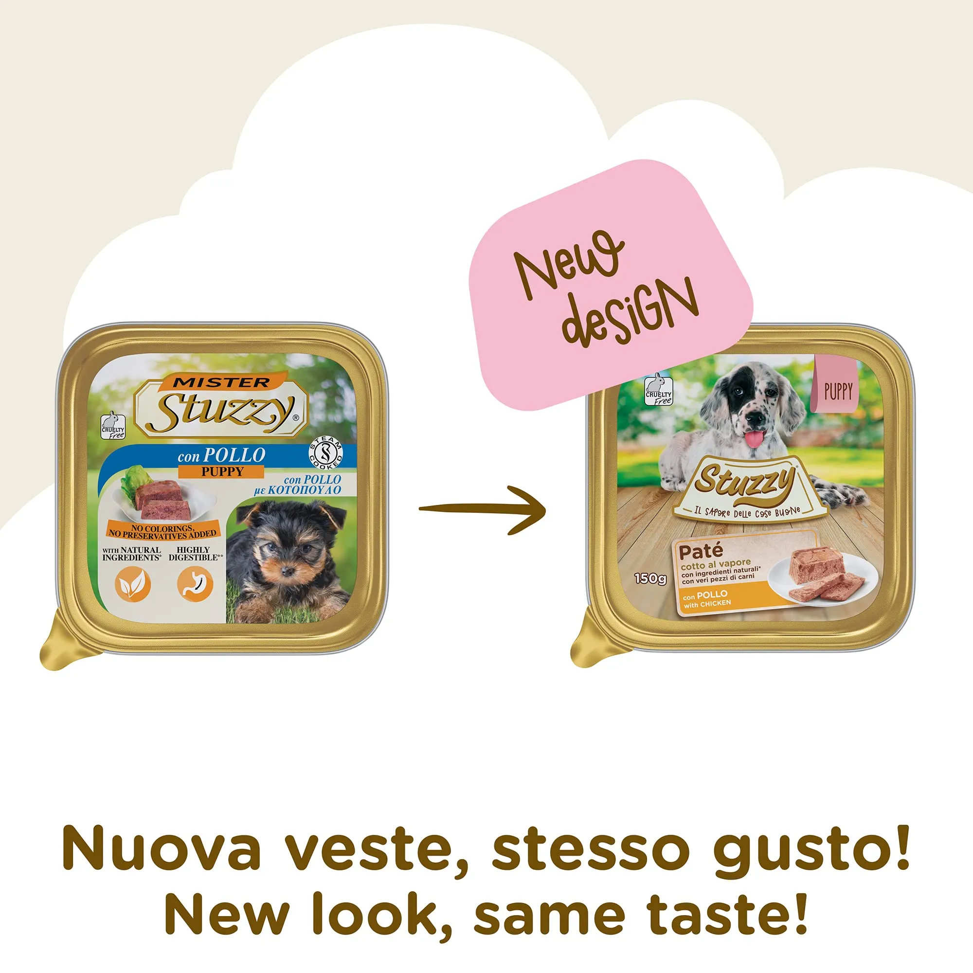 Stuzzy Cibo Umido per Puppy al Gusto Pollo, Paté e Carni in Pezzi, 3,3kg (22 x 150g) - immagine 4