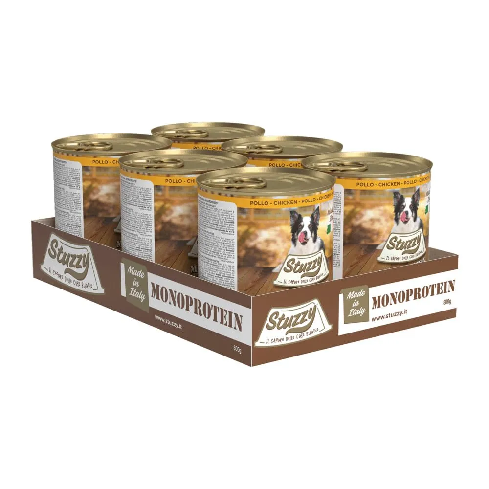 Stuzzy Cibo Umido per Cani Adulti al Pollo Monoproteico in Patè, 4,8kg (6 x 800g) - immagine 1