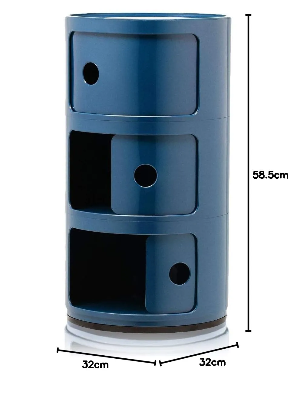 Kartell Componibili Contenitore 3 Elementi, ABS, Blu, 32 x 32 x 58.5 cm - immagine 2