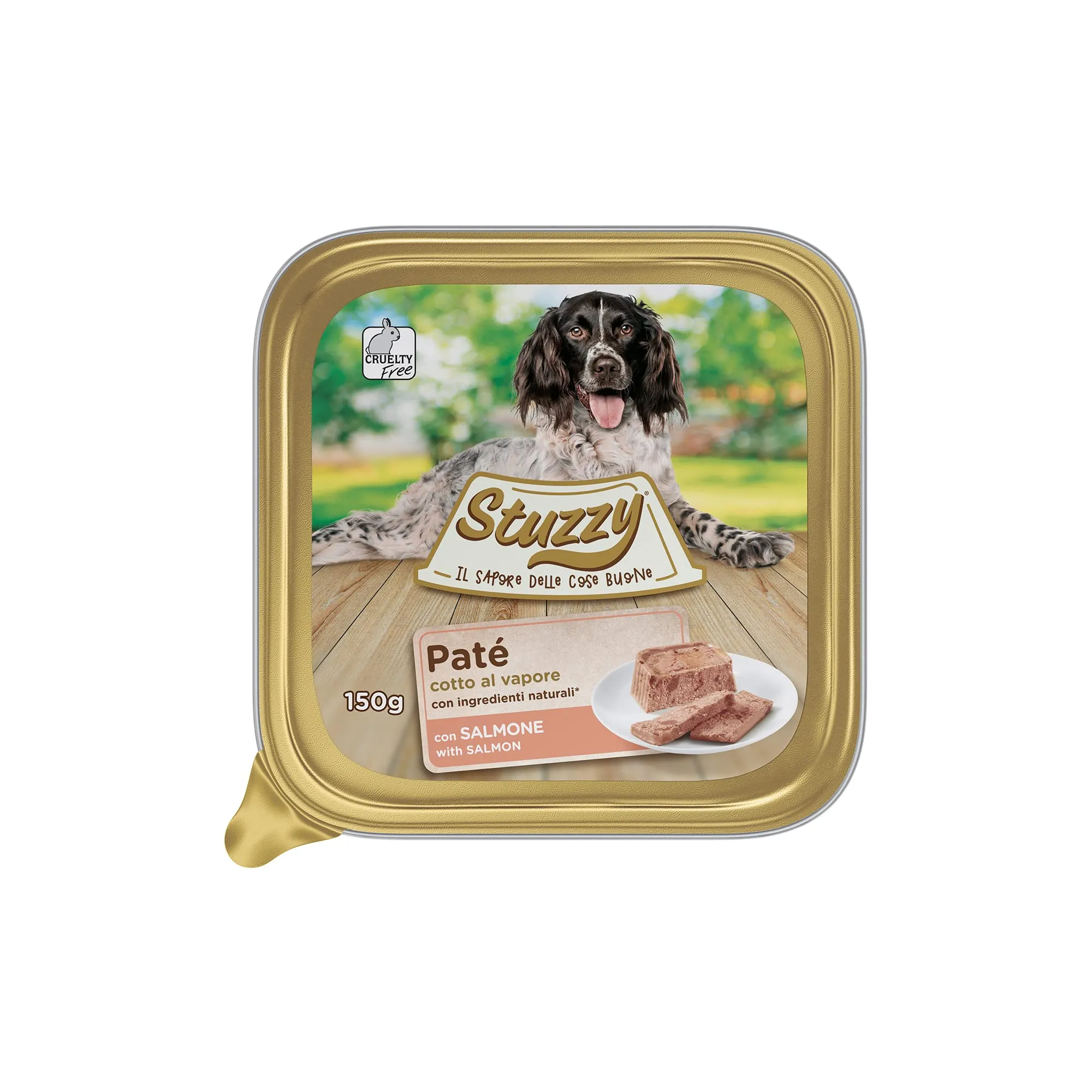 Stuzzy Cibo Umido per Cani Adulti Salmone Paté e Carni in Pezzi 3,3kg (22 x 150g) - immagine 1