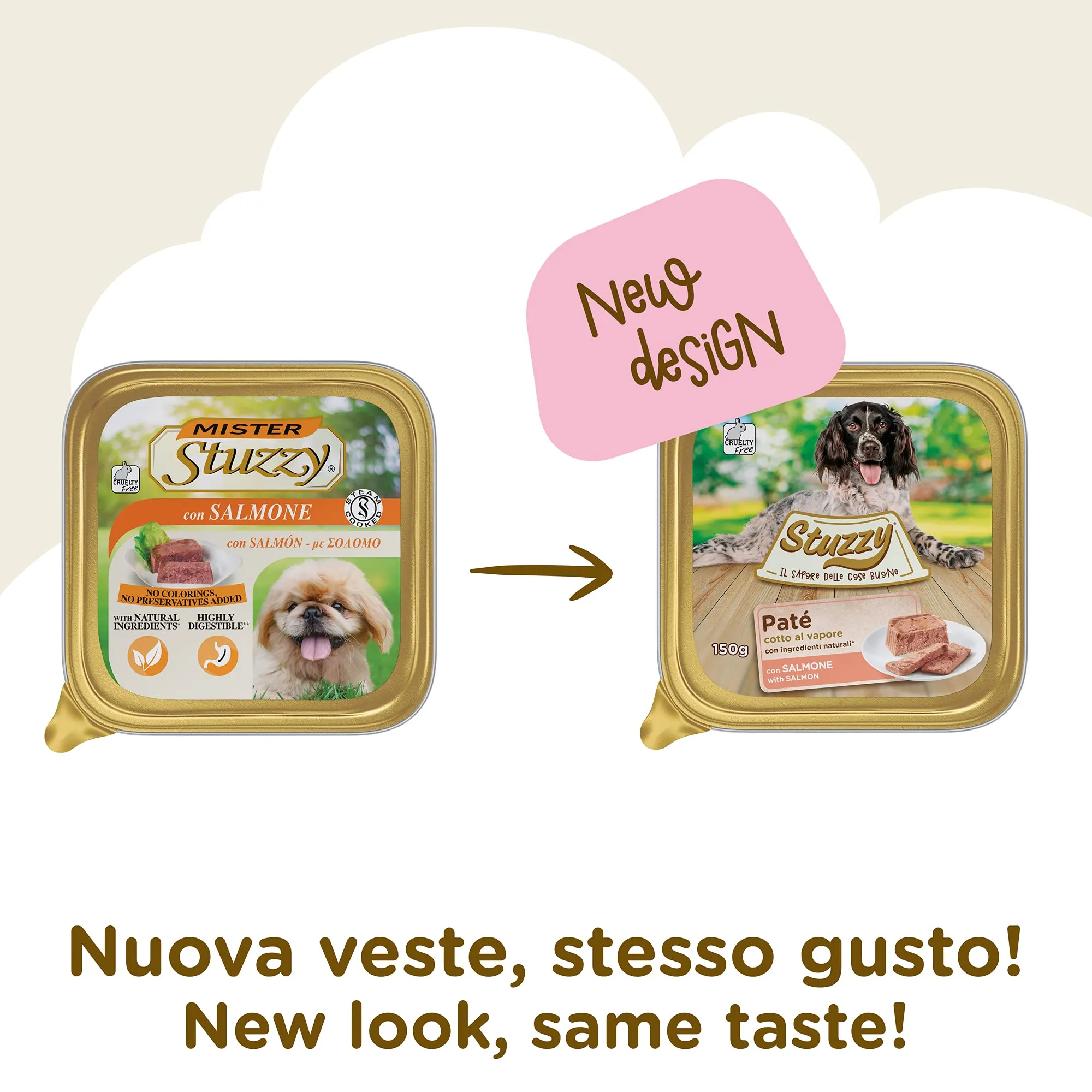 Stuzzy Cibo Umido per Cani Adulti Salmone Paté e Carni in Pezzi 3,3kg (22 x 150g) - immagine 2