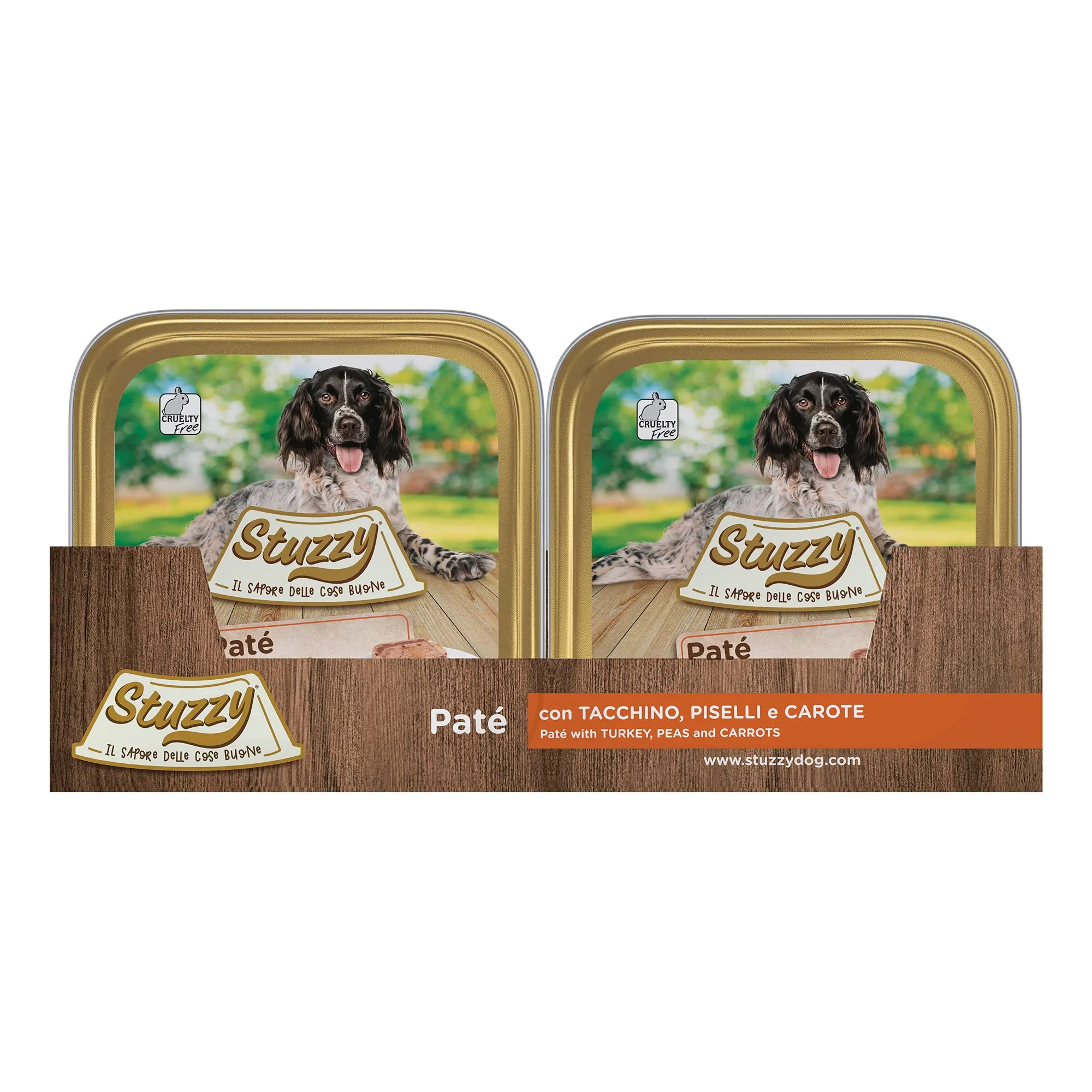 Stuzzy Cibo Umido per Cani Adulti al Gusto Tacchino, Piselli e Carote, Paté e Carni in Pezzi, 3,3kg (22 Vaschette da 150g) - immagine 3