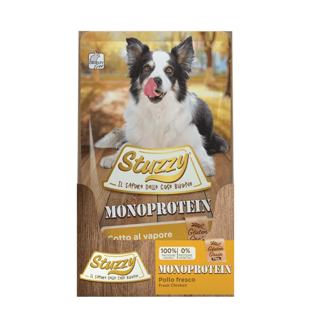 Stuzzy Monoprotein Grain & Gluten Free Cibo Umido per Cani Adulti al Pollo, Patè, 1.8kg (12 Buste da 150g) - immagine 3